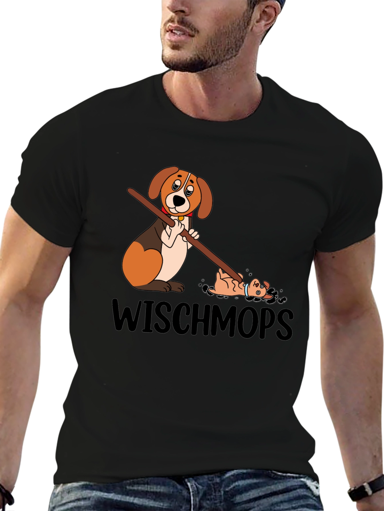 Black Wischmops Dog T-Shirt view 6