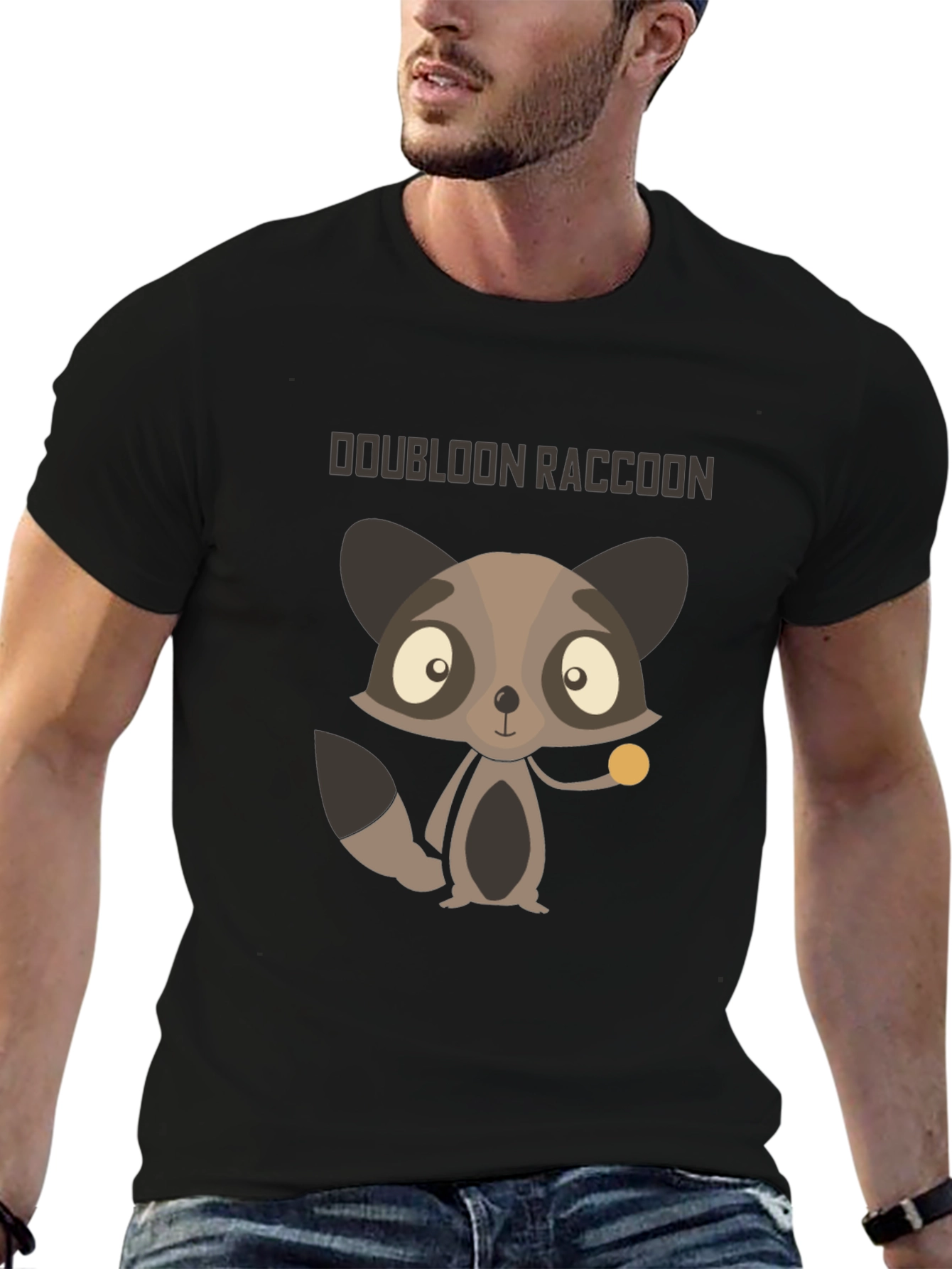 Black Doubloon Raccoon Graphic T-Shirt view 6