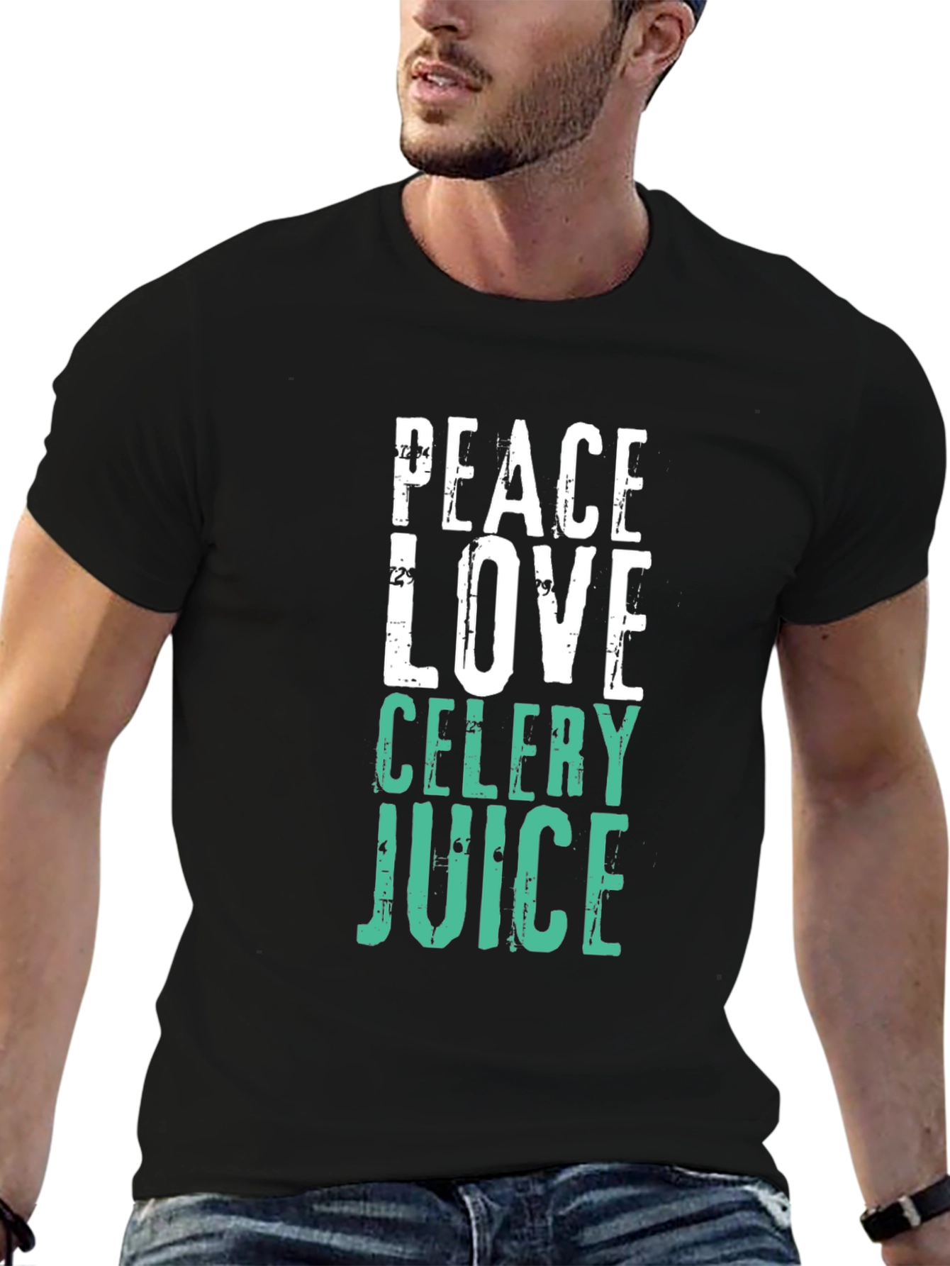 Black Peace Love Celery Juice T-Shirt view 6