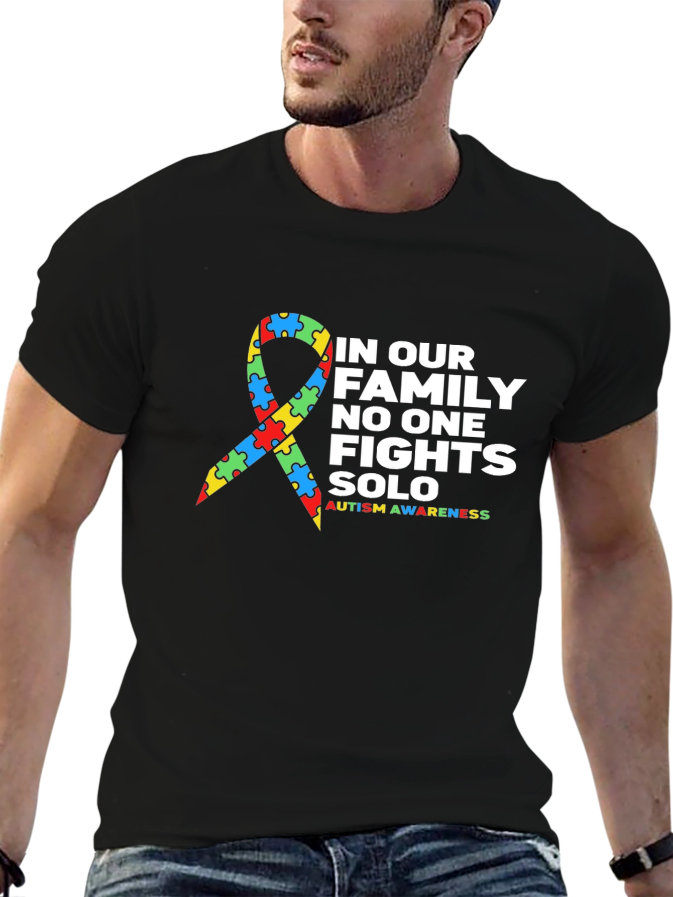 Black Autism Awareness Family T-Shirt view 6