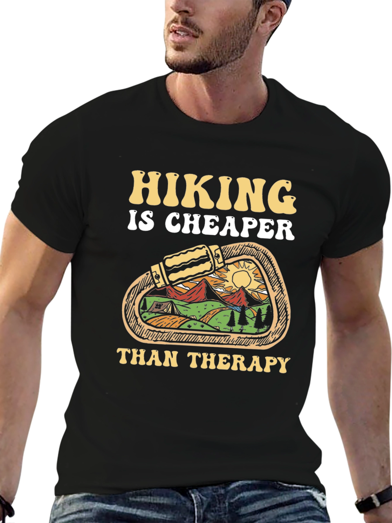 Black Hiking is Cheaper Than Therapy T-Shirt view 6