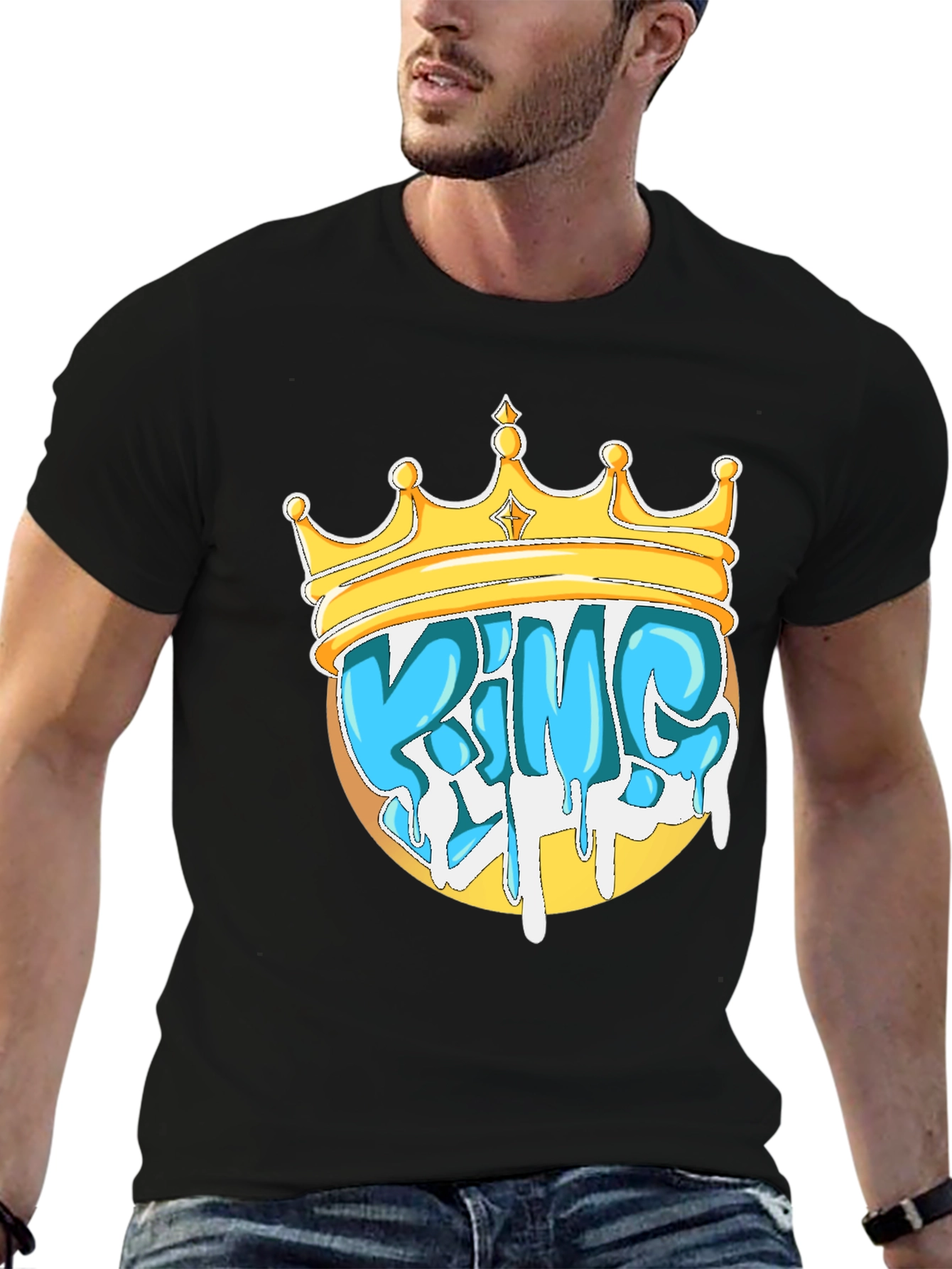 Black King Crown Graphic Tee - Stylish Men's Black T-Shirt view 6