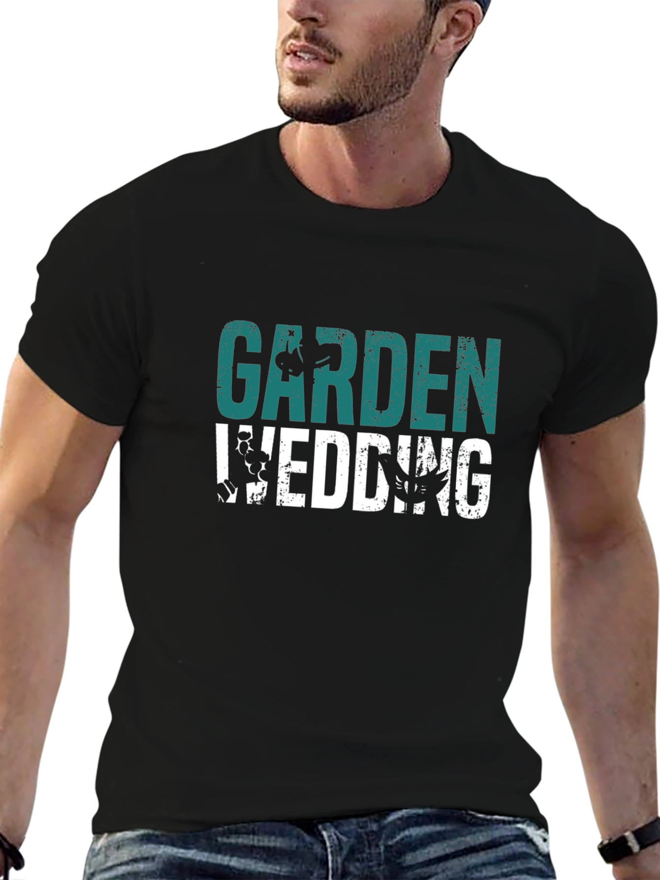 Black Garden Wedding Black T-Shirt view 6