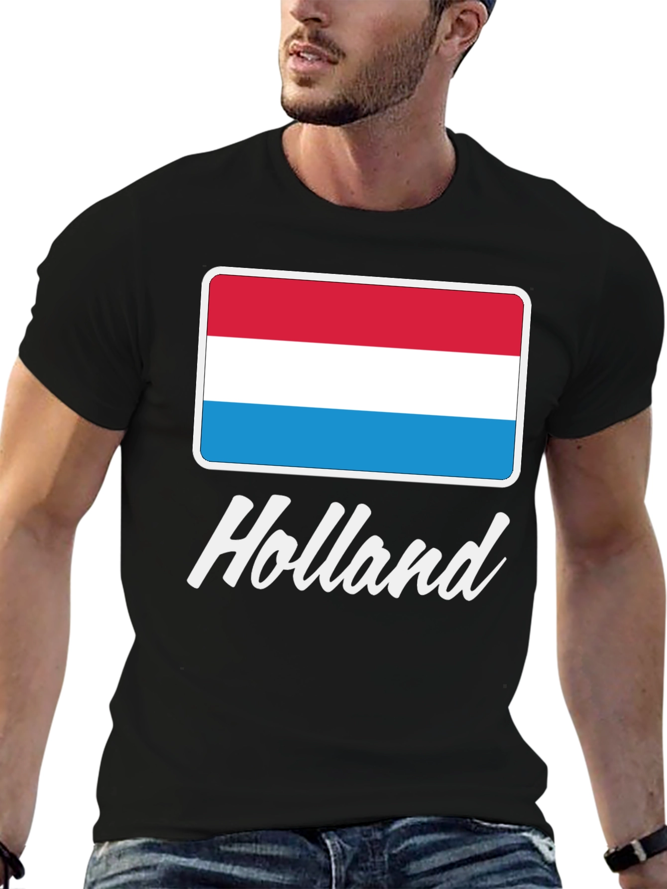 Black Holland Flag Graphic T-Shirt - Stylish Men's Tee view 6