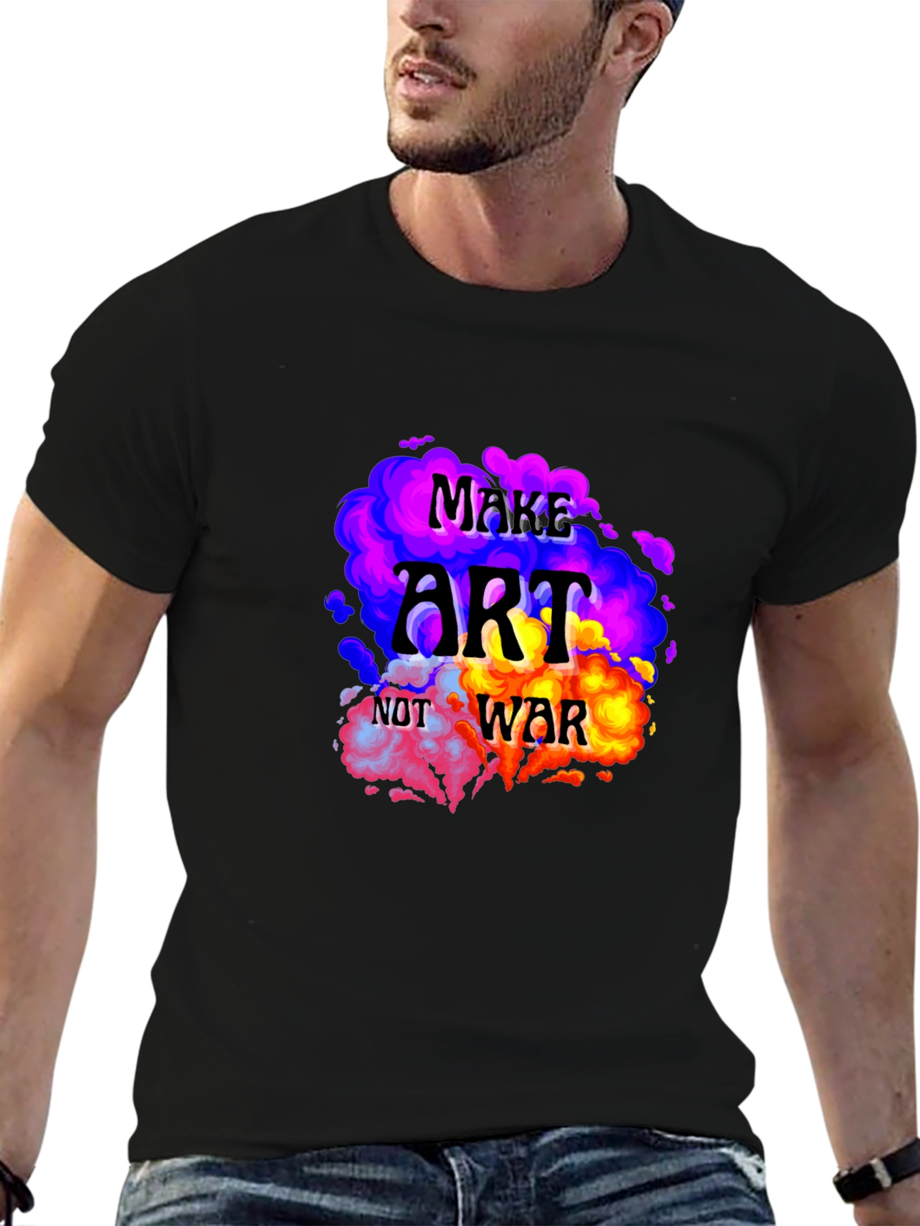 Black Make Art Not War Graphic T-Shirt view 6