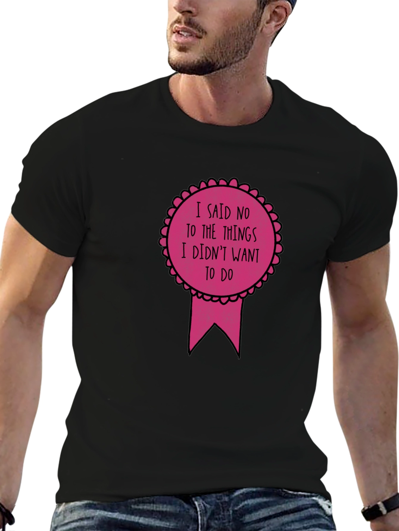 Black Funny Sarcastic Award Ribbon Graphic Tee view 6