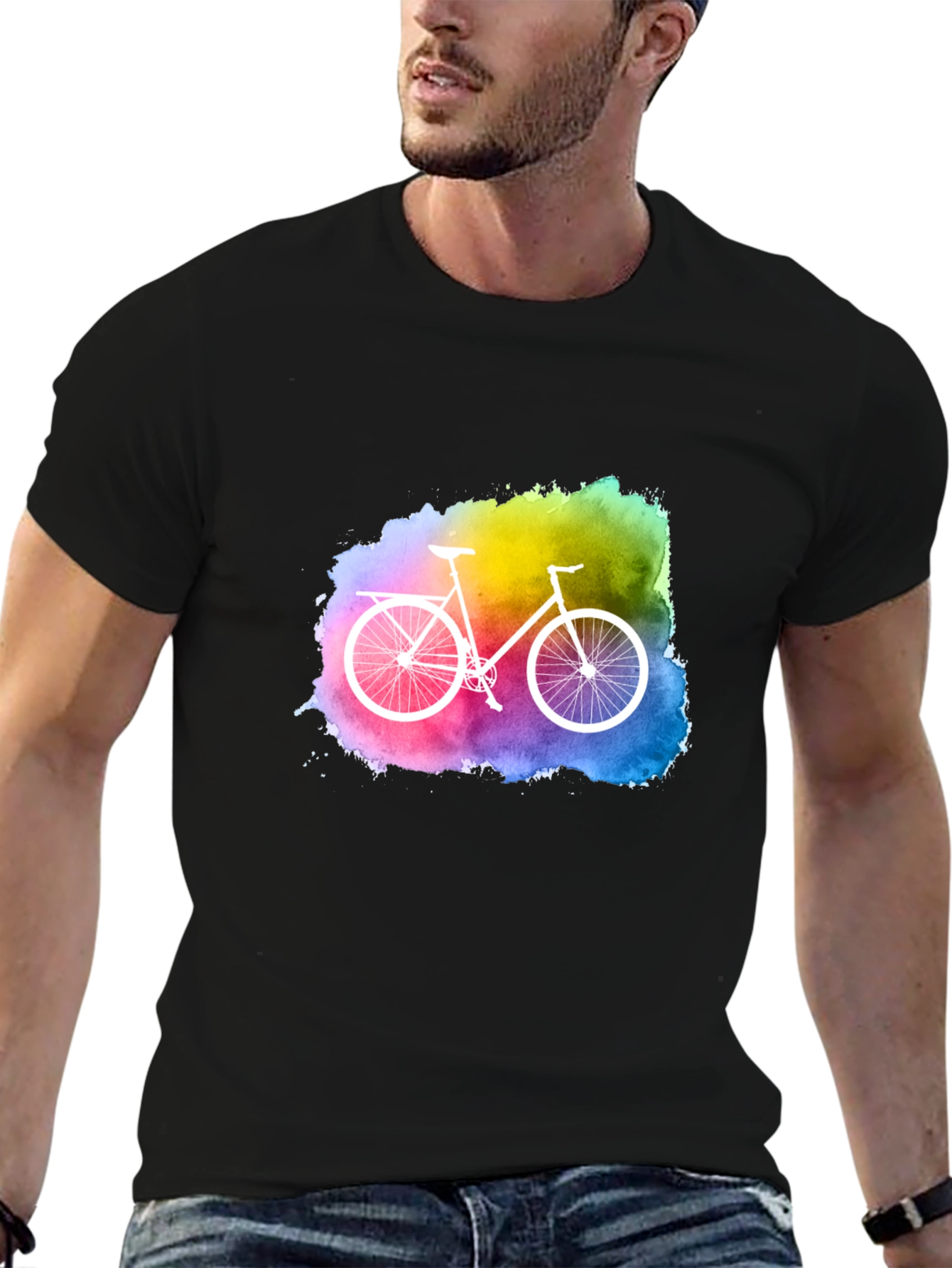 Black Watercolor Bike Graphic Tee - Unique Style view 6