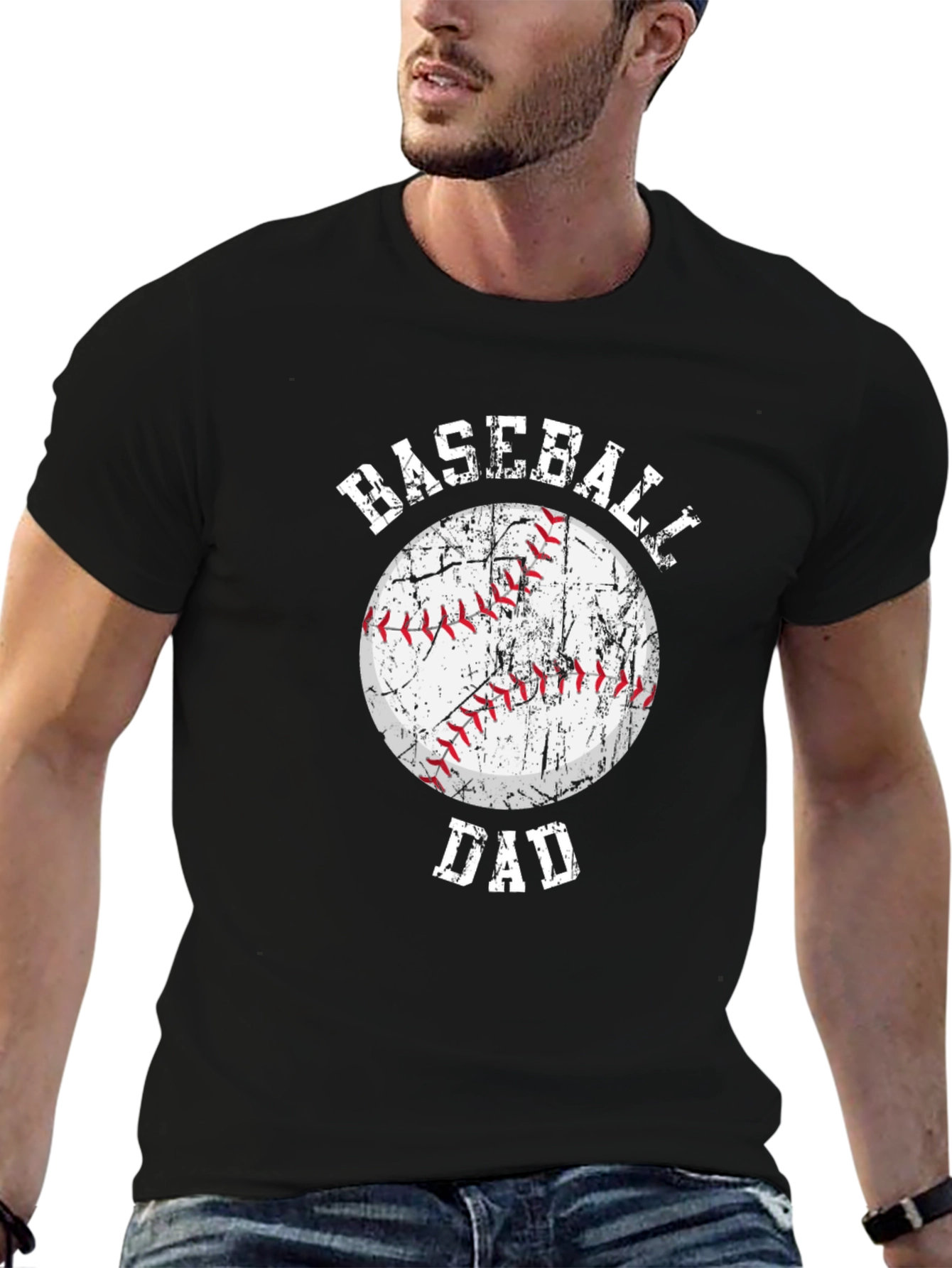 Black Baseball Dad Graphic T-Shirt view 6