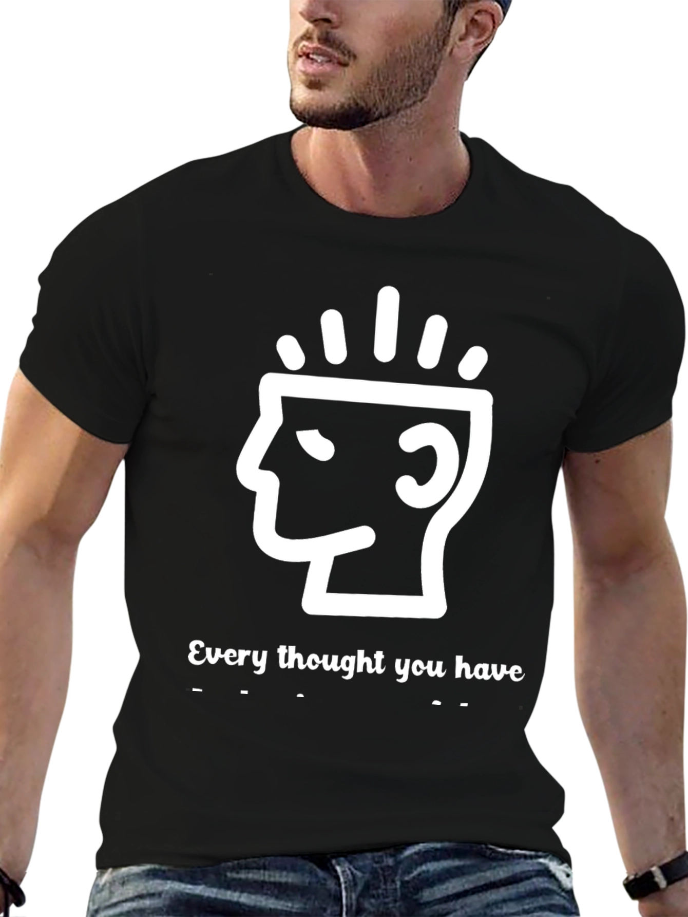 Black Thoughtful Mind T-Shirt - Inspiring Design view 6