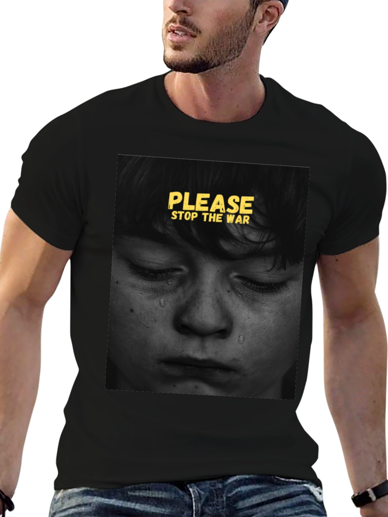 Black Please Stop The War Graphic T-Shirt view 6