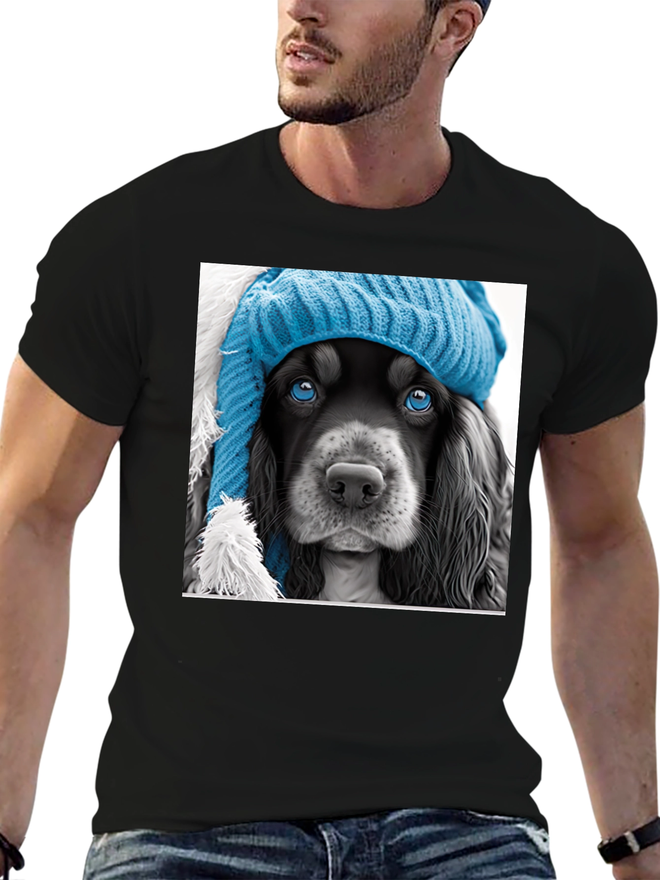 Black Dog in a Hat Graphic Tee view 6