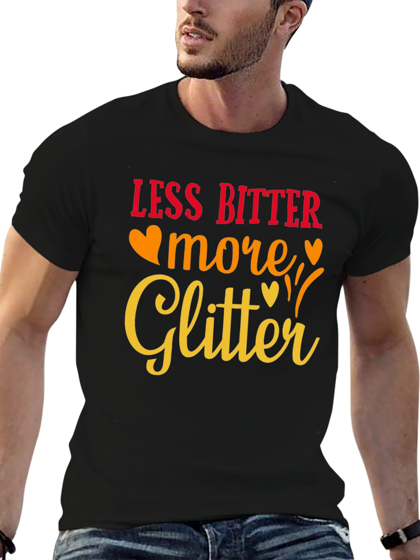 Black Less Bitter More Glitter Black Graphic Tee view 6