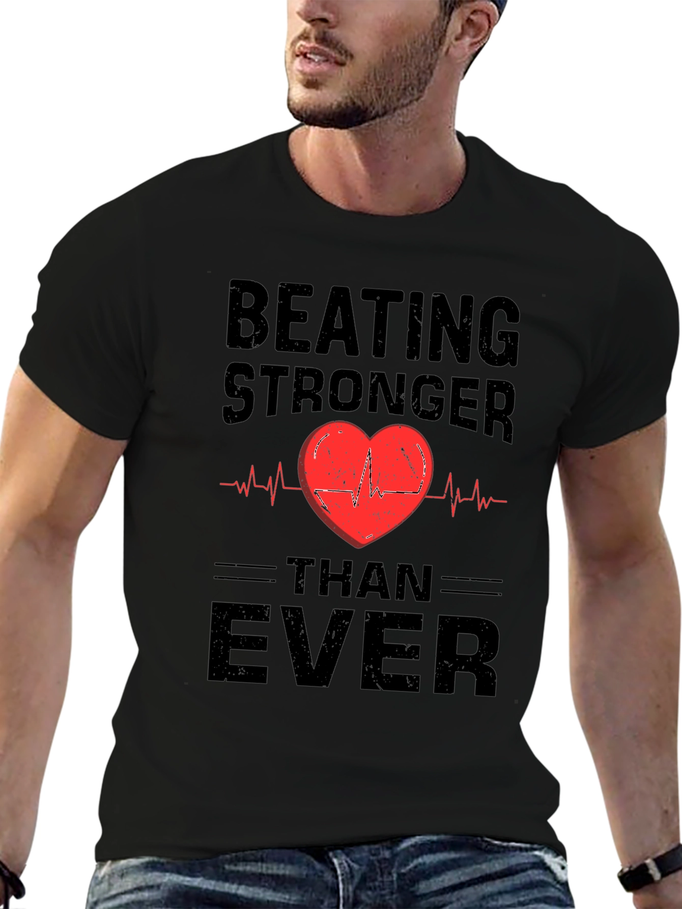 Black Beating Stronger Than Ever Graphic T-Shirt view 6