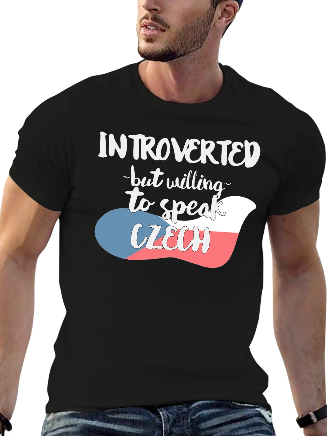 Black Introverted Czech Flag T-Shirt view 6