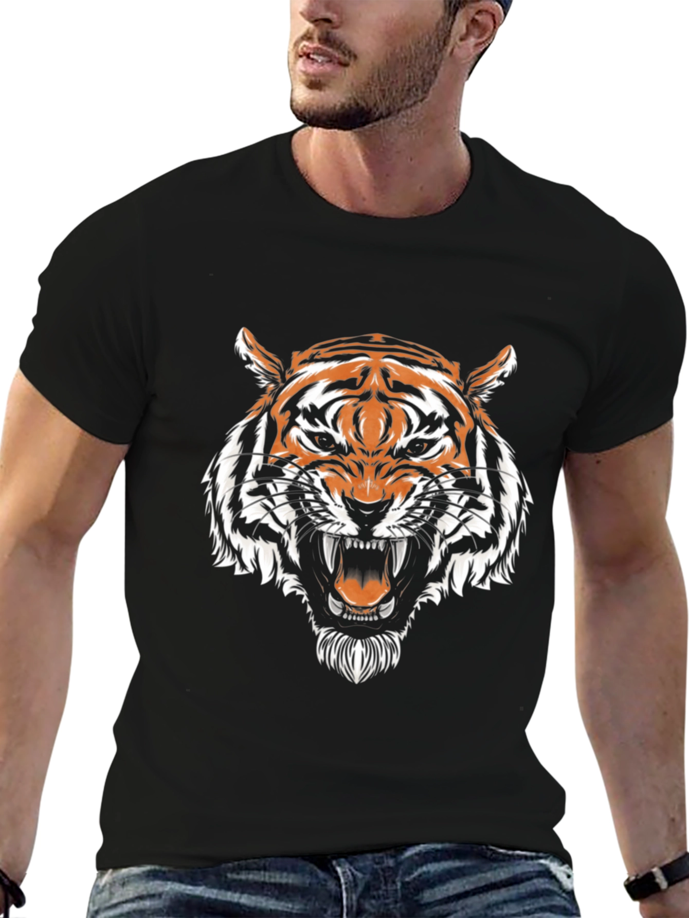 Black Black Tiger Graphic Tee - Fierce Animal Print view 6