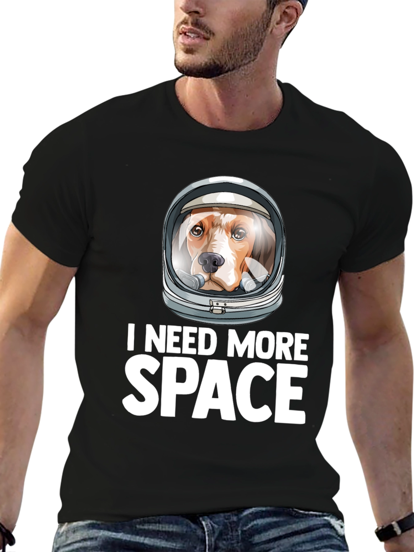 Black Dog Astronaut T-Shirt - I Need More Space view 6
