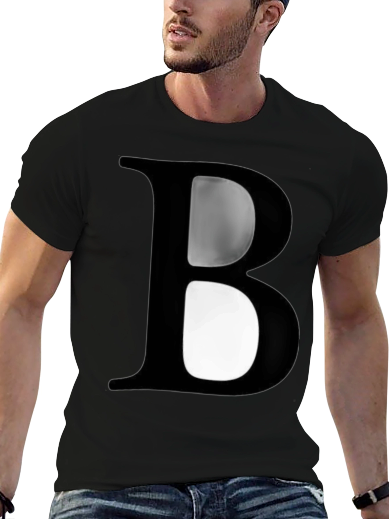 Black Bold "B" Graphic T-Shirt - Stylish Casual Wear view 6