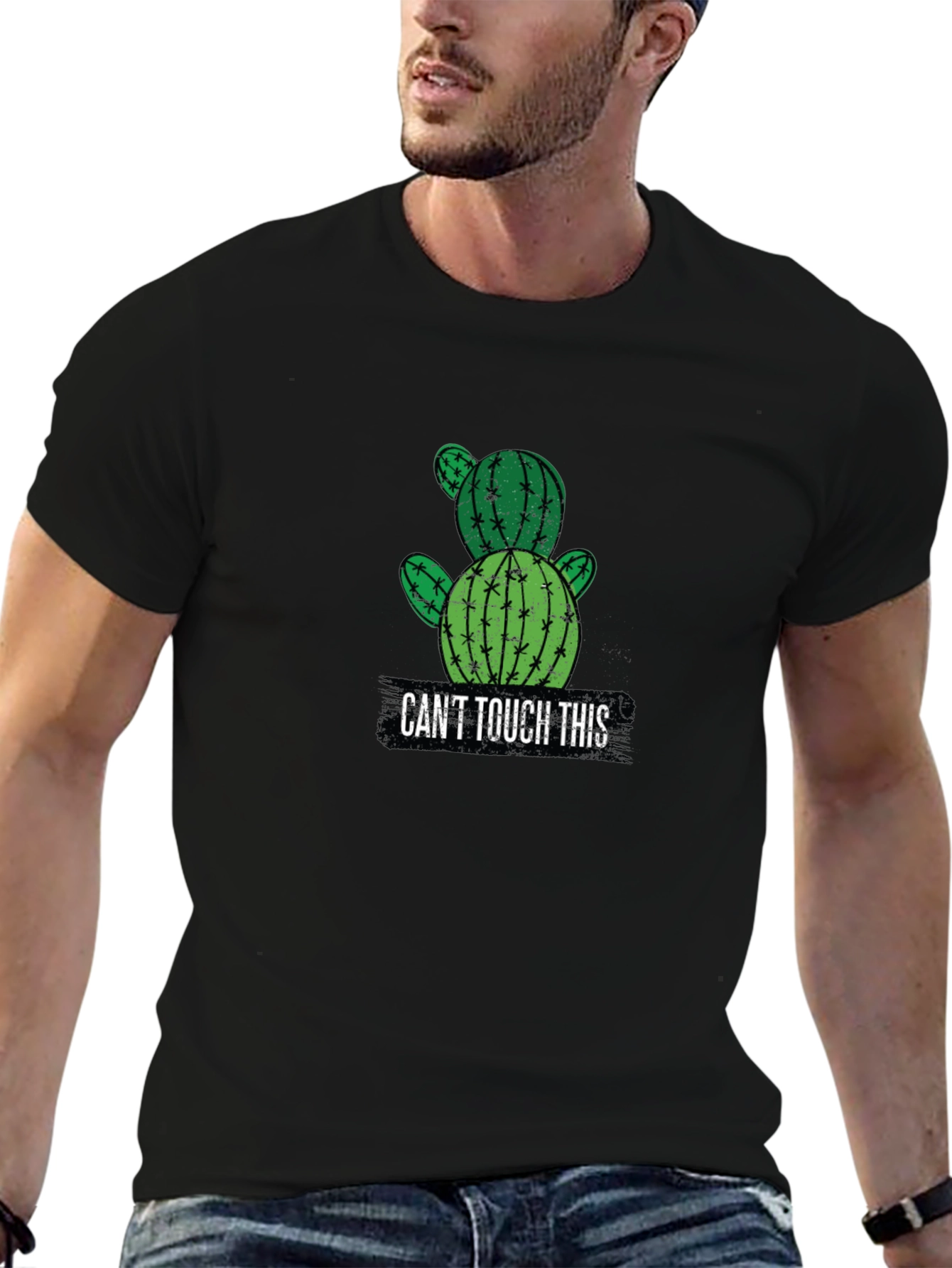 Black Cactus Graphic T-Shirt - "Can't Touch This" view 6