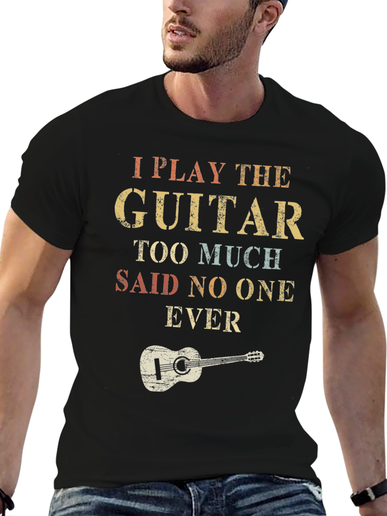 Black I Play Guitar Too Much T-Shirt view 6