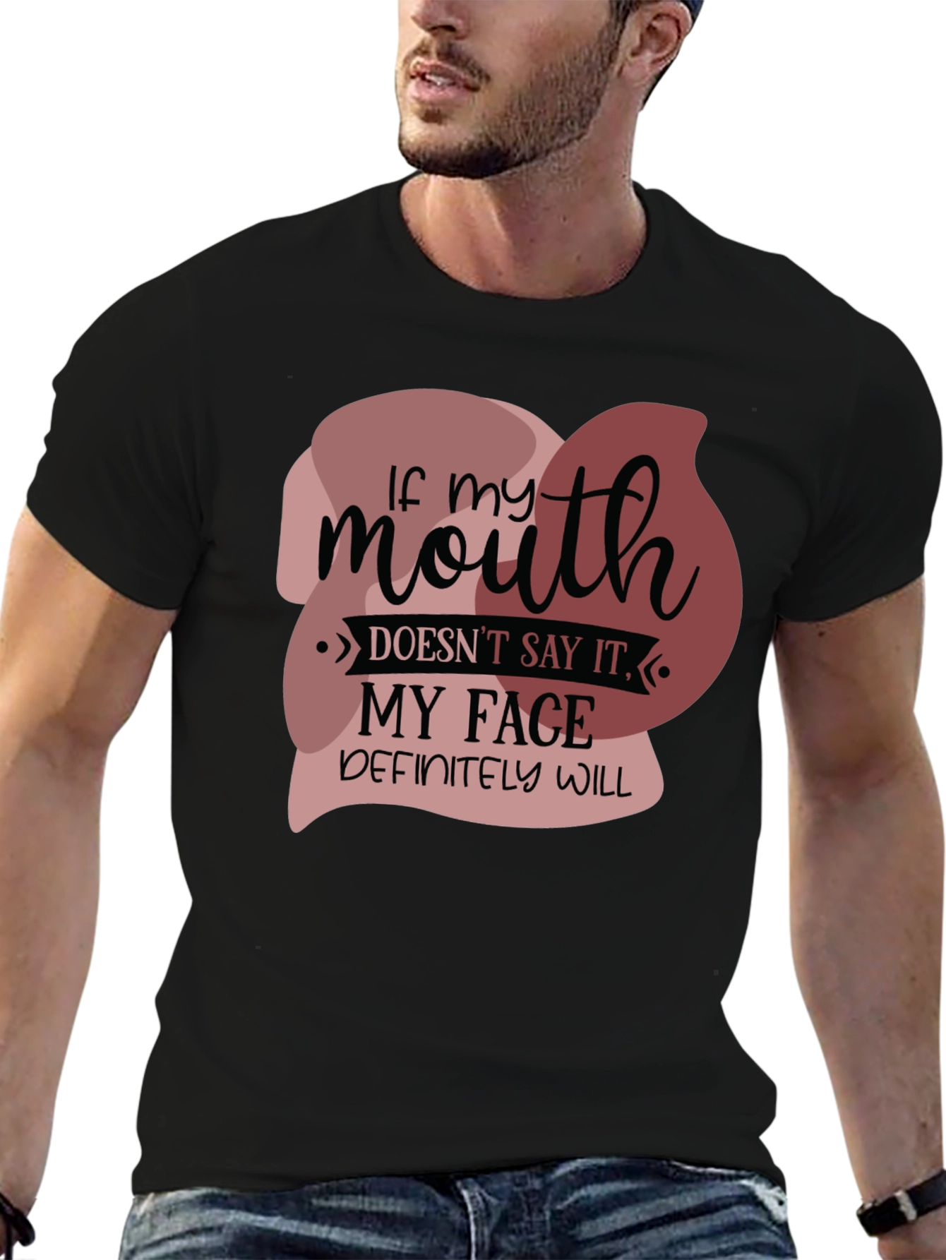 Black Funny 'If my mouth doesn't say it' Graphic Tee view 6