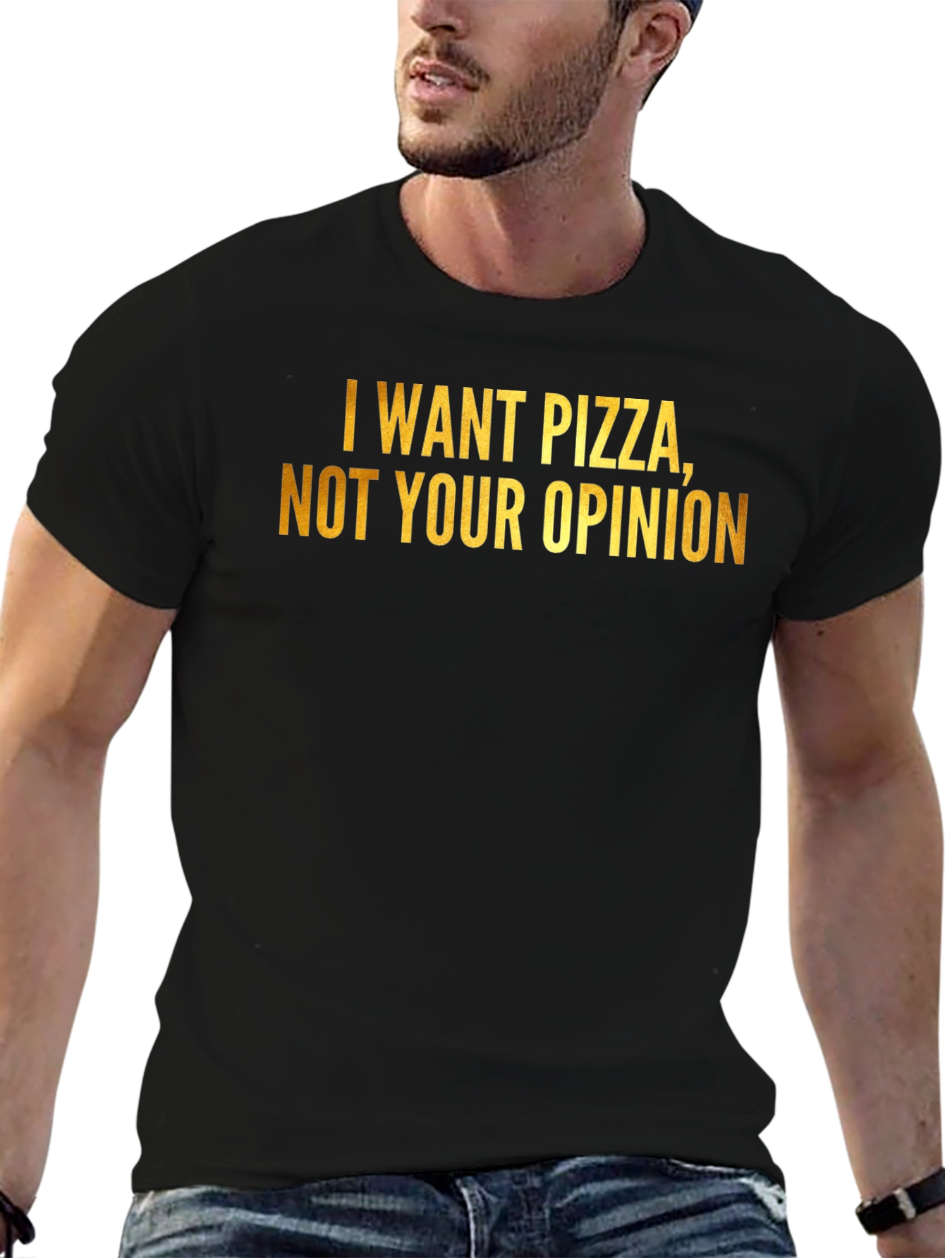 Black Pizza Lover's Tee: "I Want Pizza, Not Your Opinion" view 6