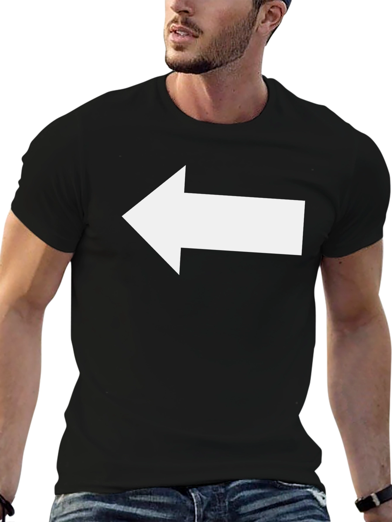 Black Left Arrow T-Shirt - Directional Style view 6