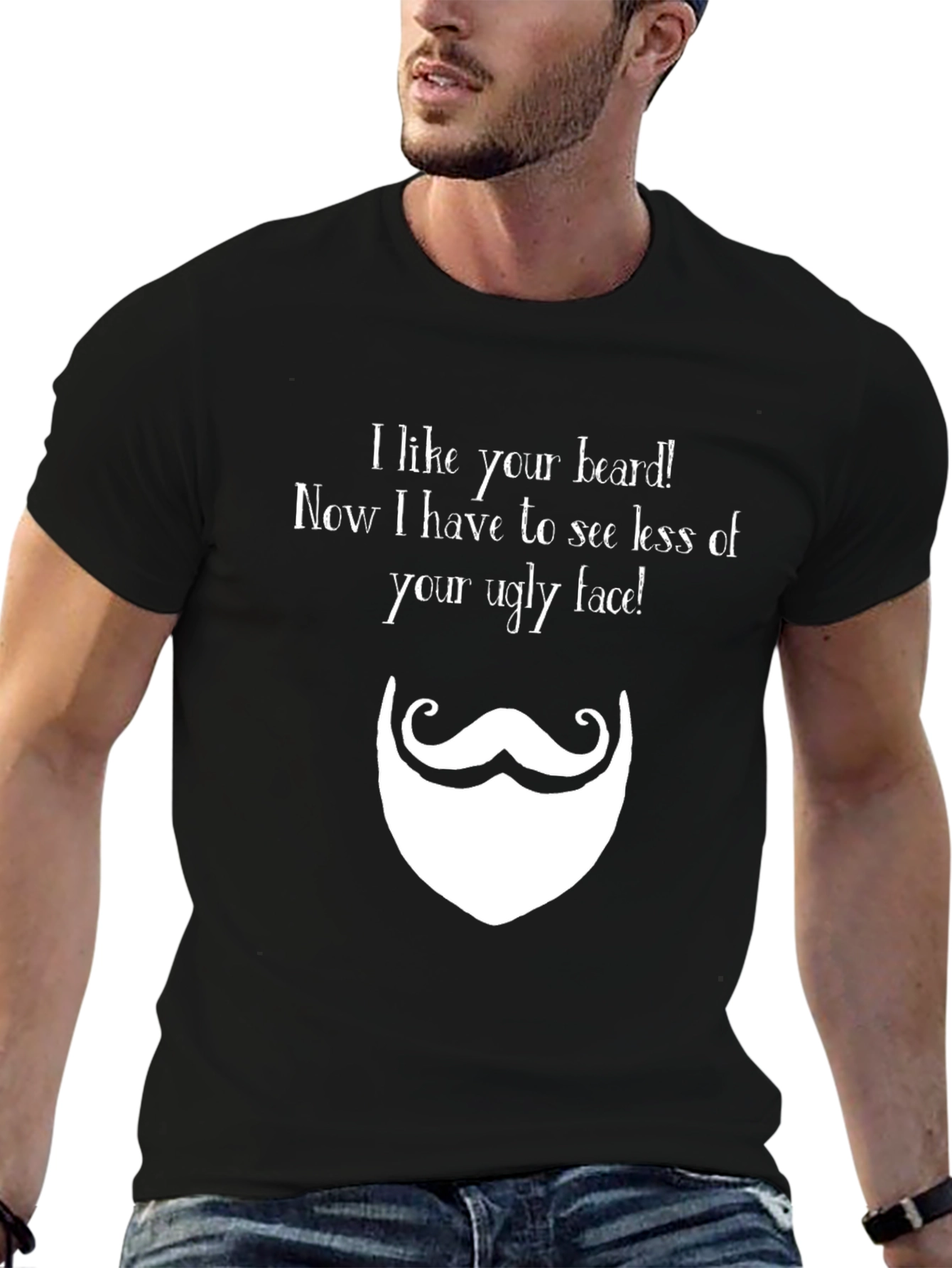 Black Funny Beard T-Shirt - I Like Your Beard view 6