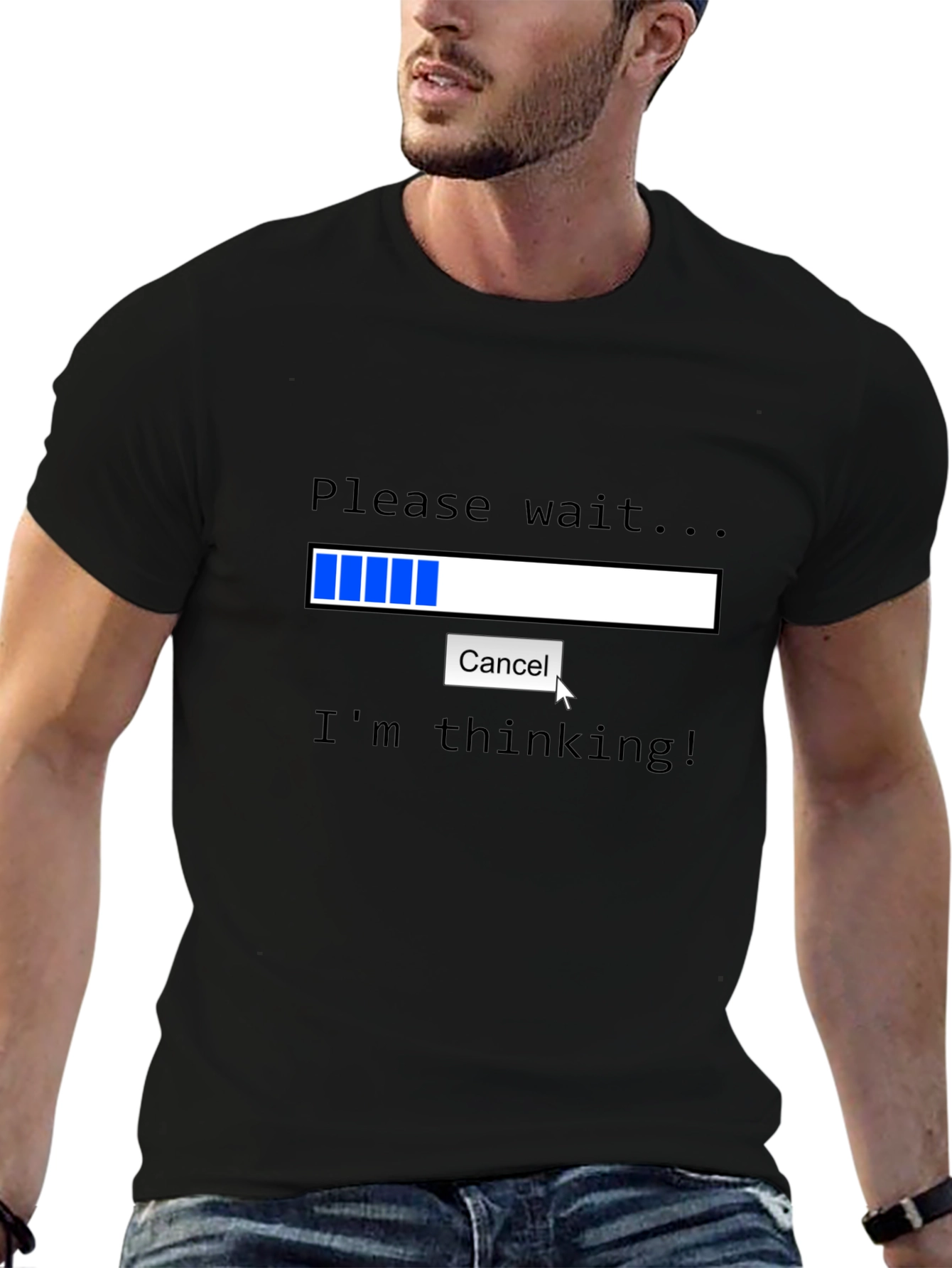 Black I'm Thinking Funny Geek T-Shirt view 6