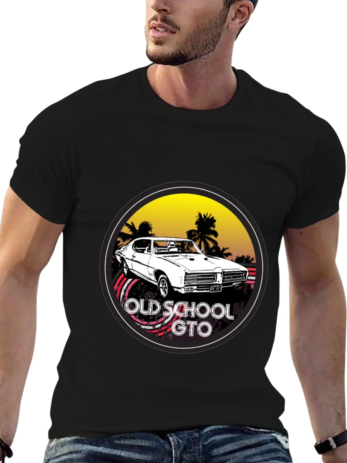 Black Old School GTO T-Shirt - Classic Car Tee view 6