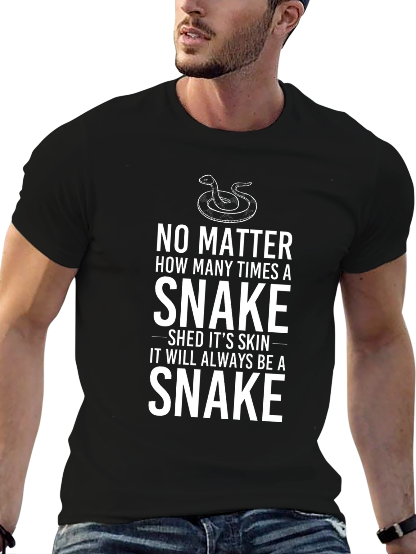 Black Snake Shed Skin T-Shirt - Funny Animal Lover Tee view 6