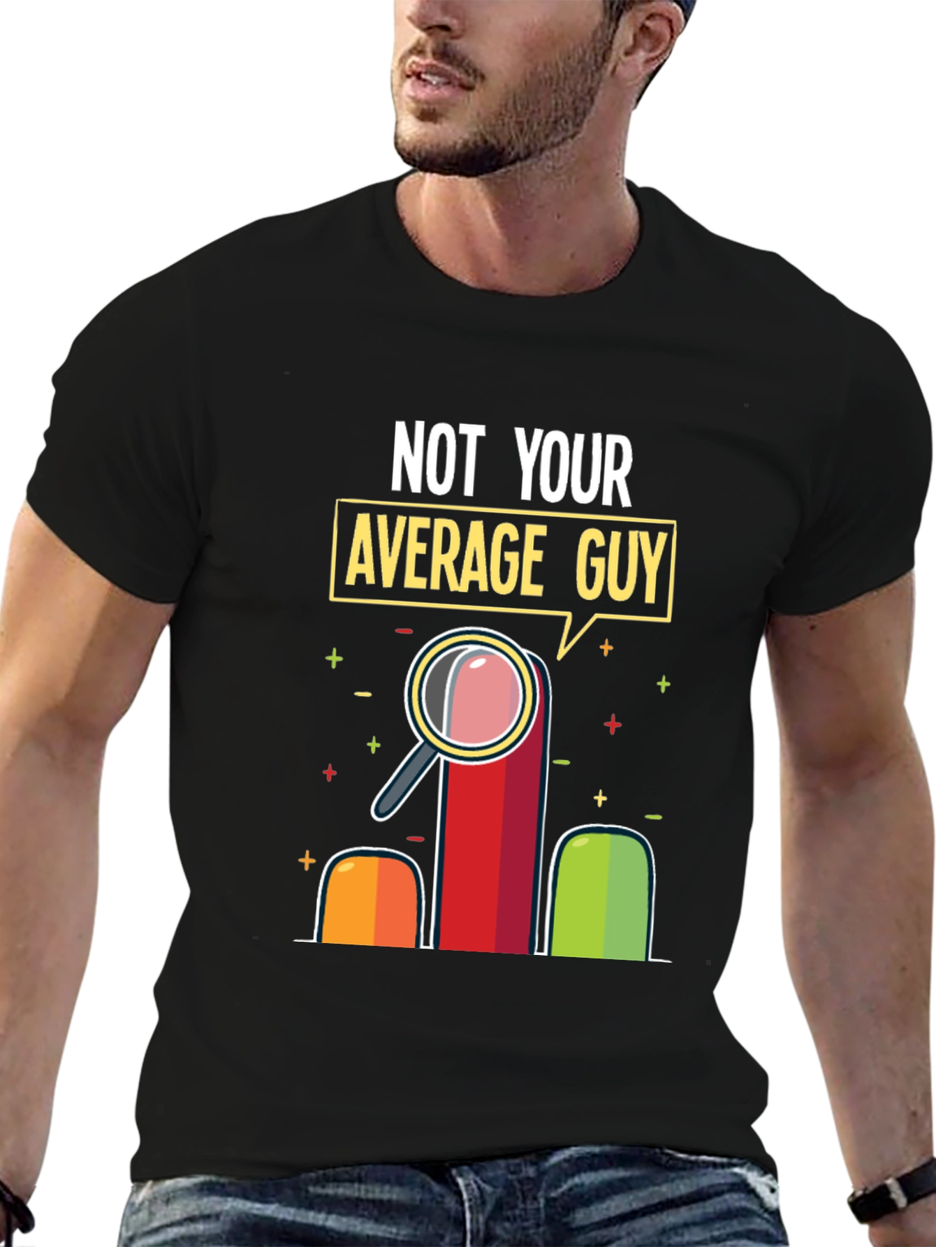 Black Not Your Average Guy Graphic T-Shirt view 6