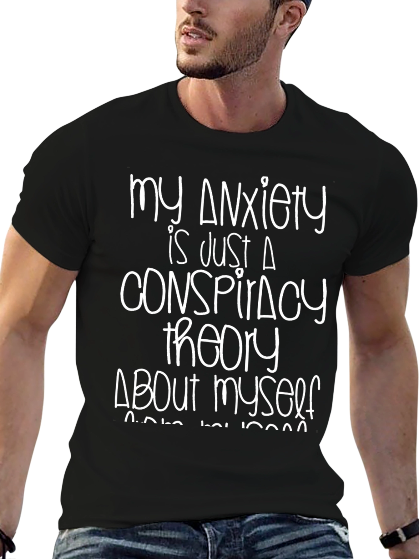 Black Anxiety Conspiracy Theory Graphic Tee view 6