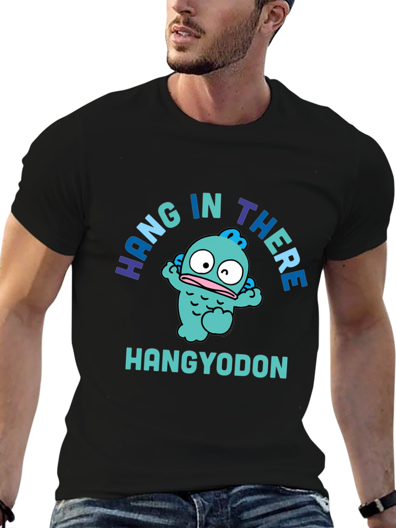 Black Hangyodon Graphic Tee - Cute & Funny Sanrio T-Shirt view 6