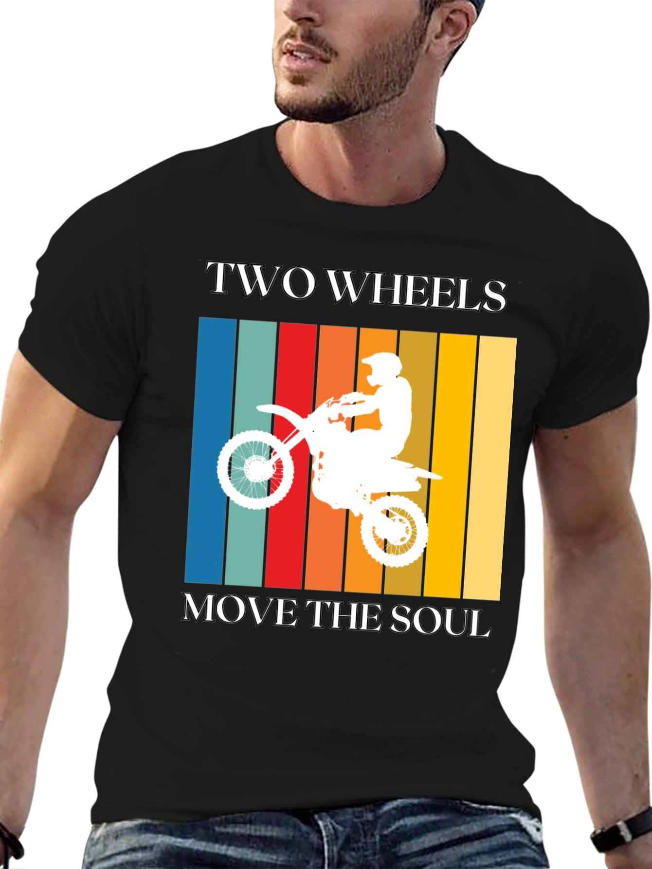 Black Two Wheels Move the Soul Graphic Tee view 6