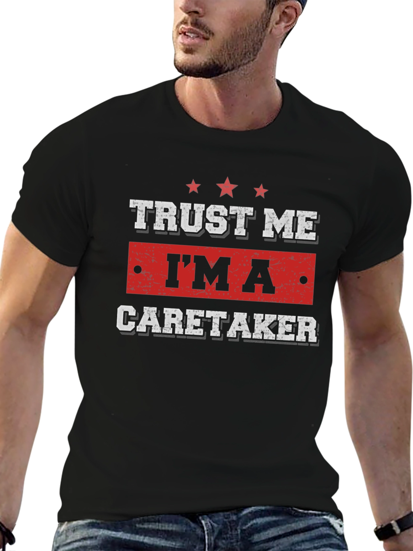 Black Trust Me I'm a Caretaker T-Shirt view 6