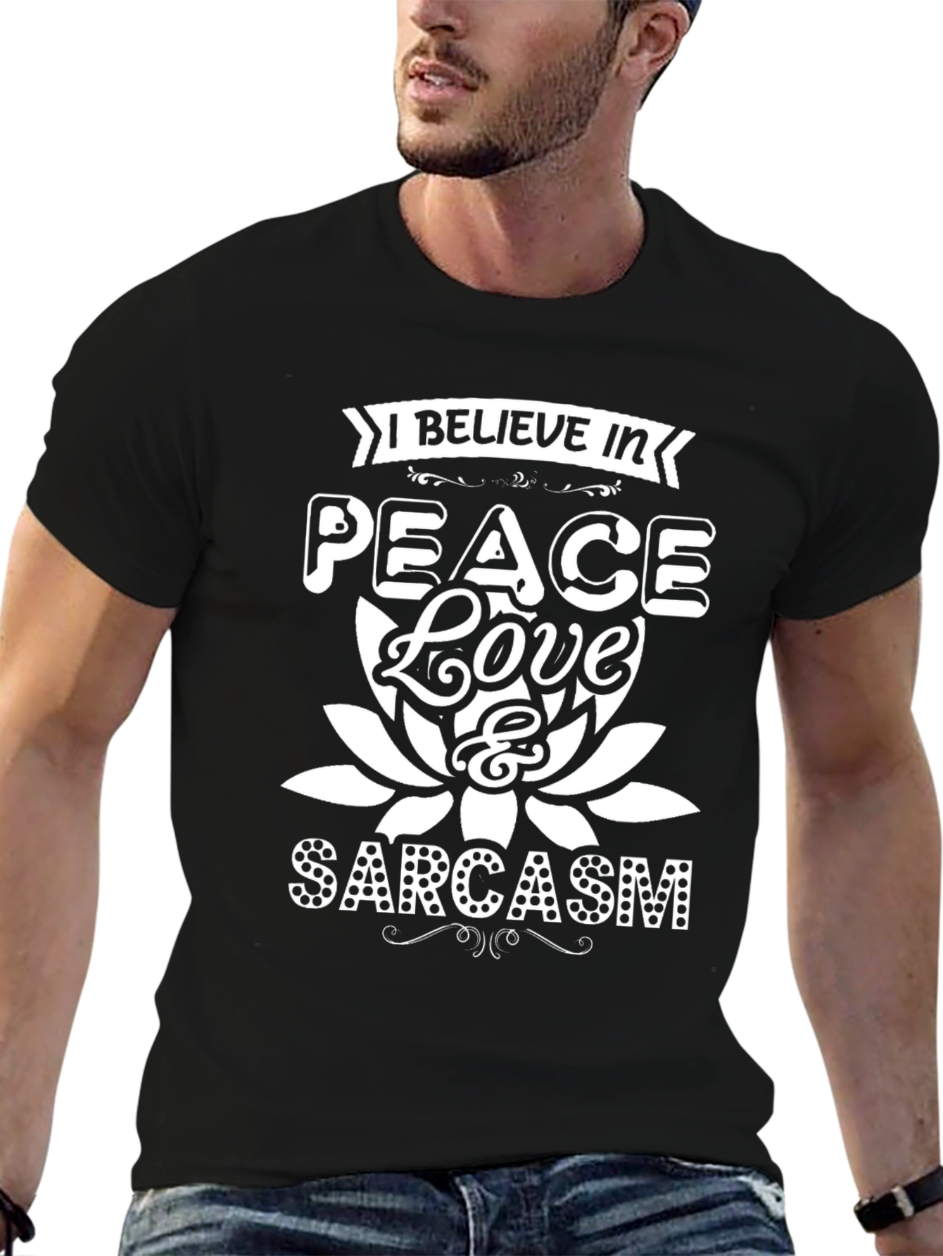 Black Peace Love & Sarcasm Graphic T-Shirt view 6