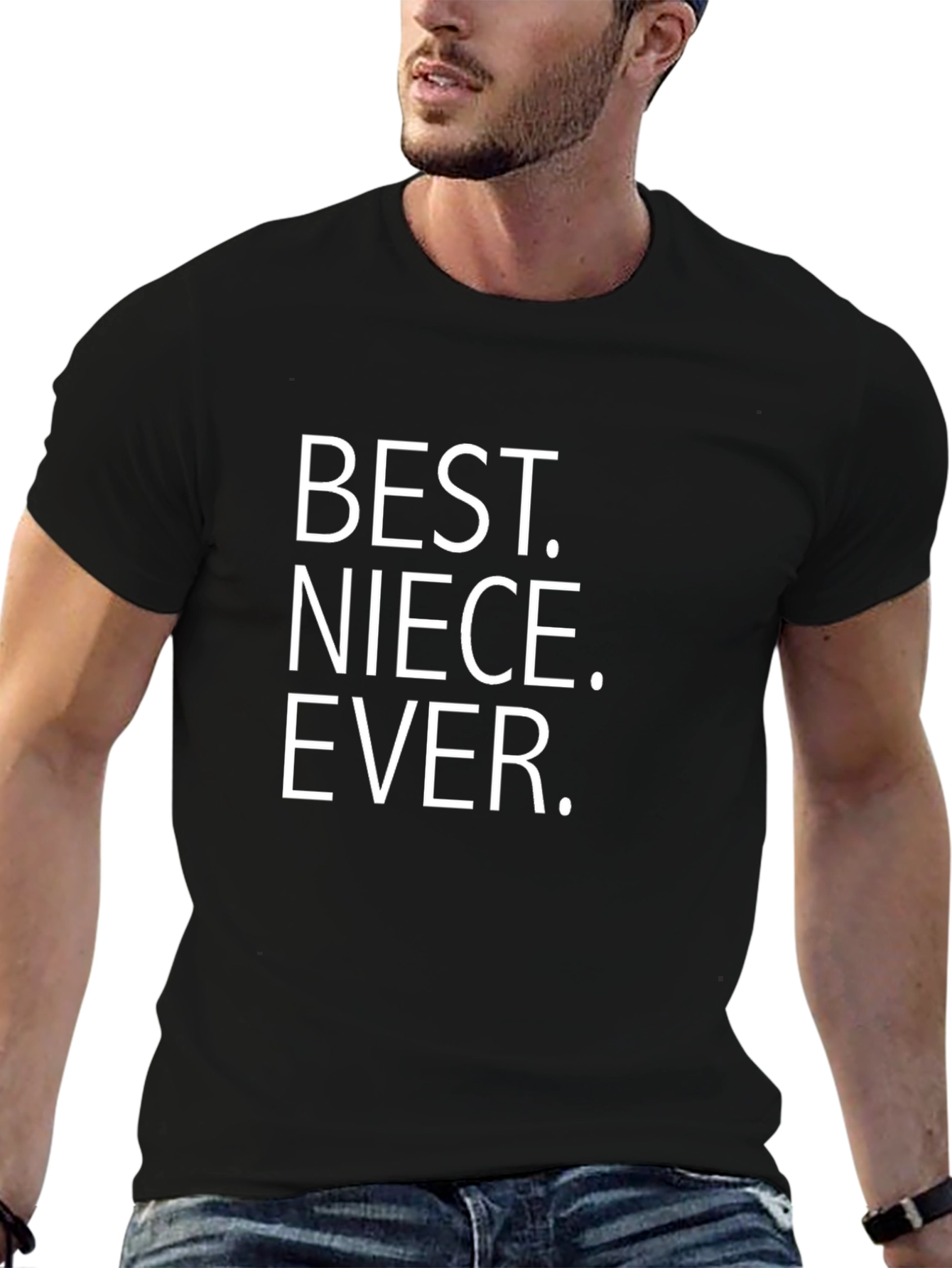 Black Best Niece Ever T-Shirt, Black Crew Neck Tee view 6
