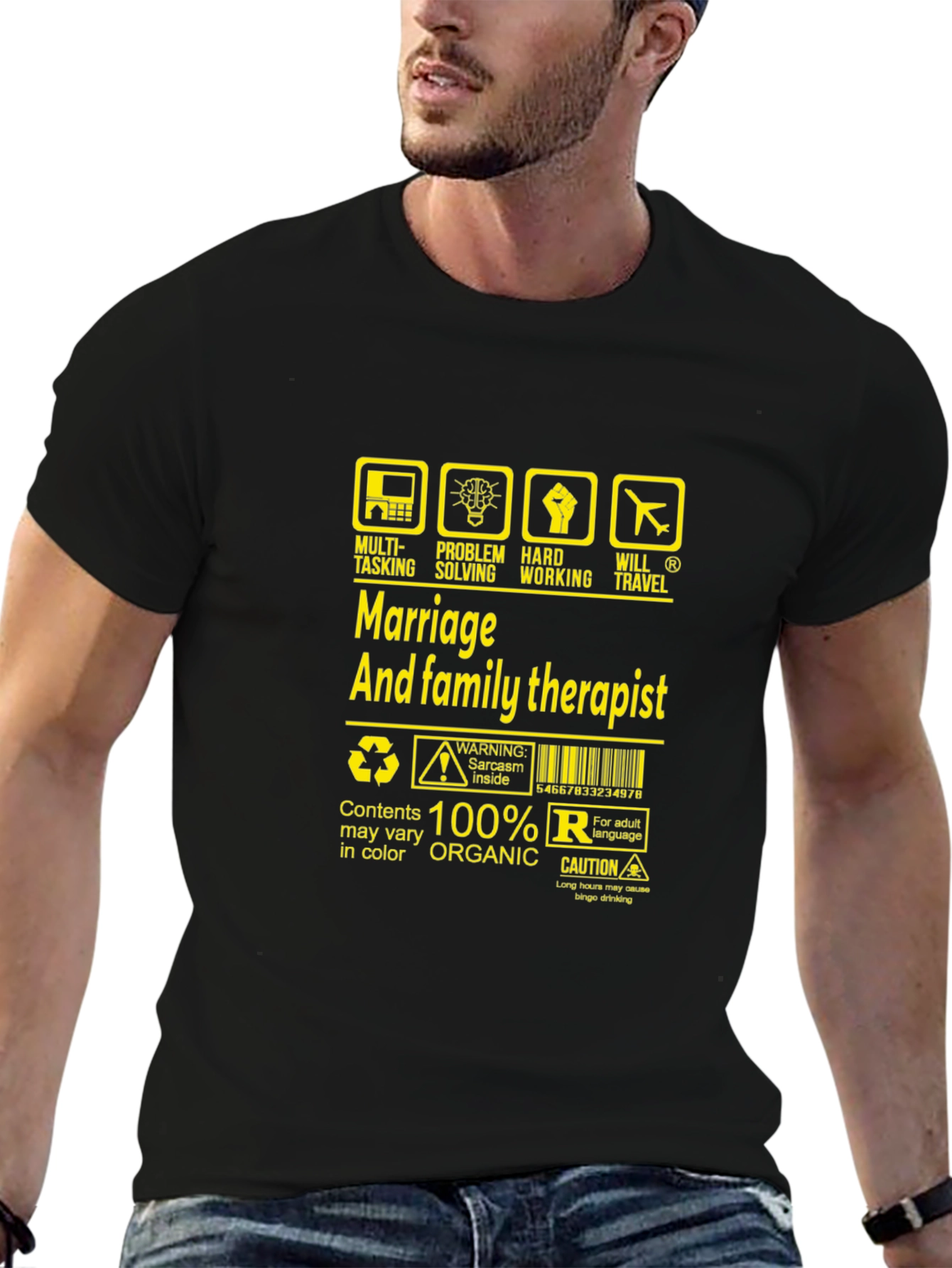 Black Marriage & Family Therapist Humor T-Shirt view 6