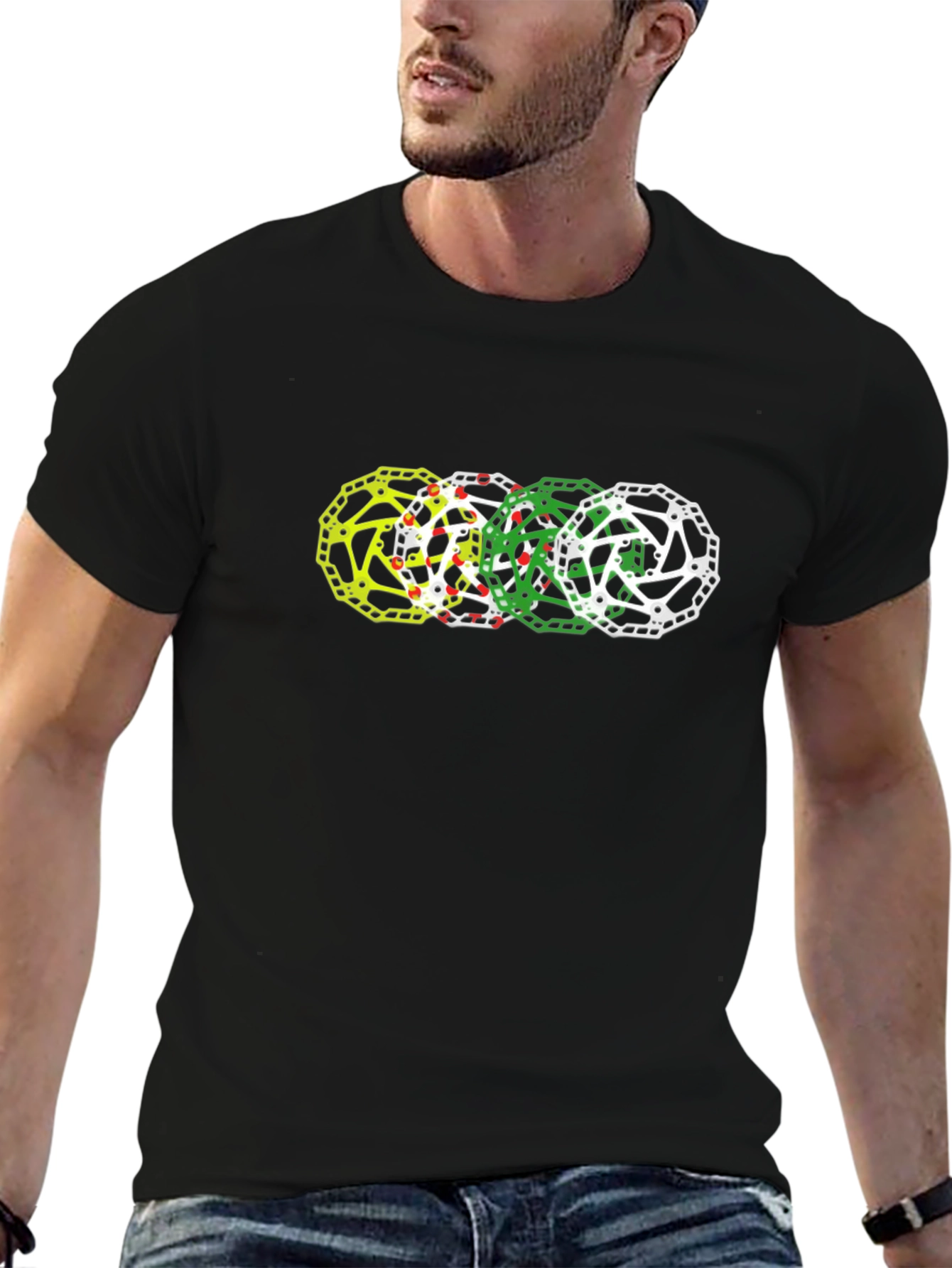 Black Mountain Bike Rotor Graphic Tee - Cycling Enthusiast Apparel view 6