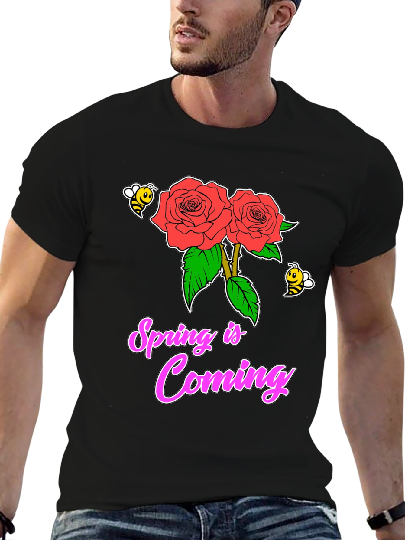 Black Spring is Coming Roses T-Shirt view 6