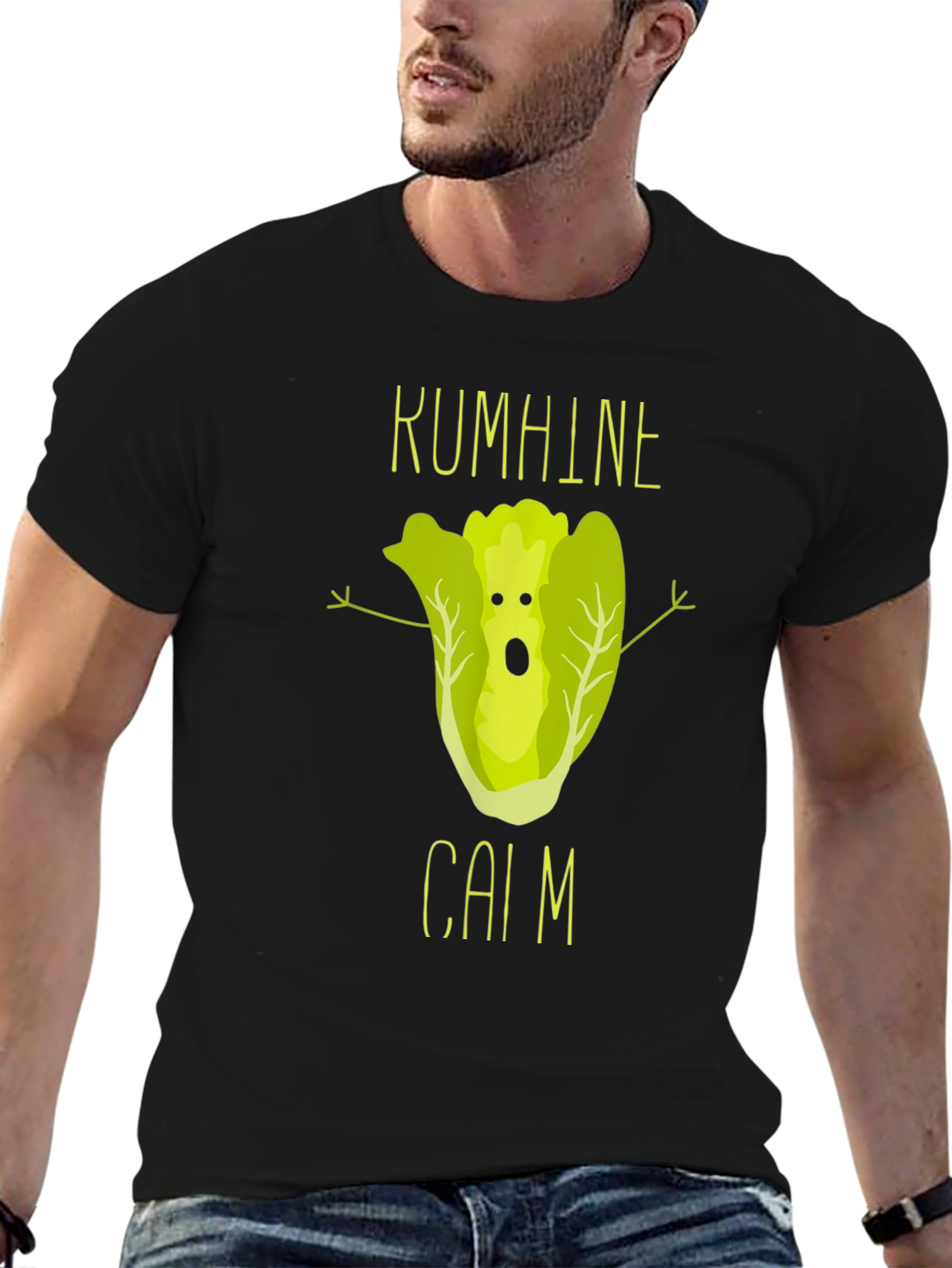Black KUMHINE CAIM Lettuce Humor T-Shirt view 6