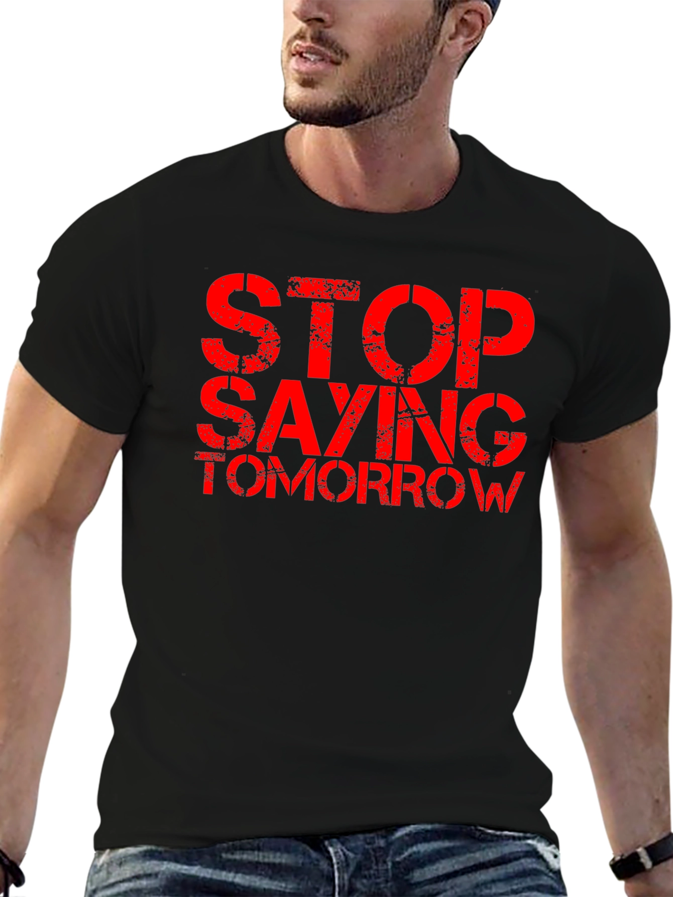 Black Stop Saying Tomorrow Graphic Tee view 6