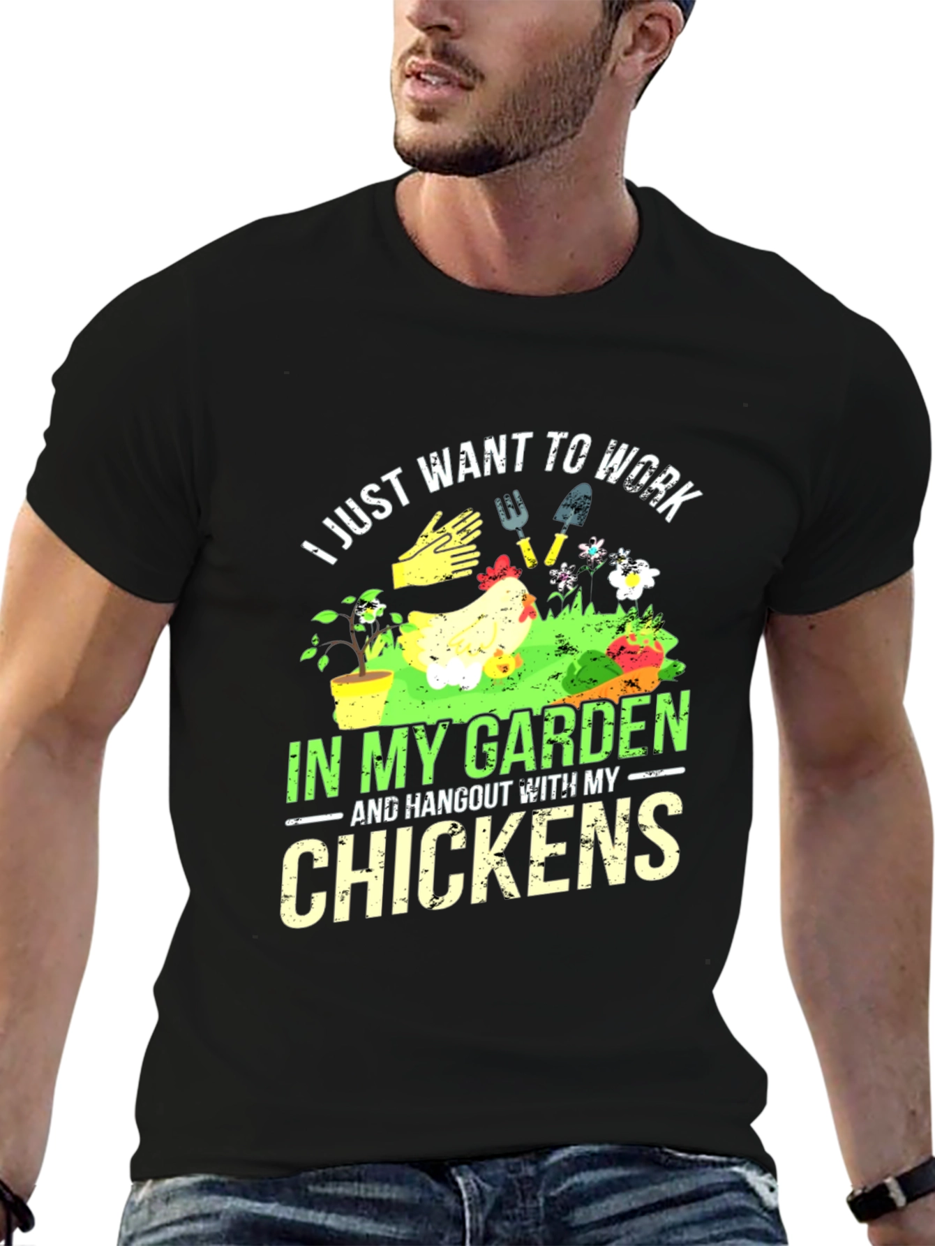 Black Gardening & Chicken Lover T-Shirt view 6