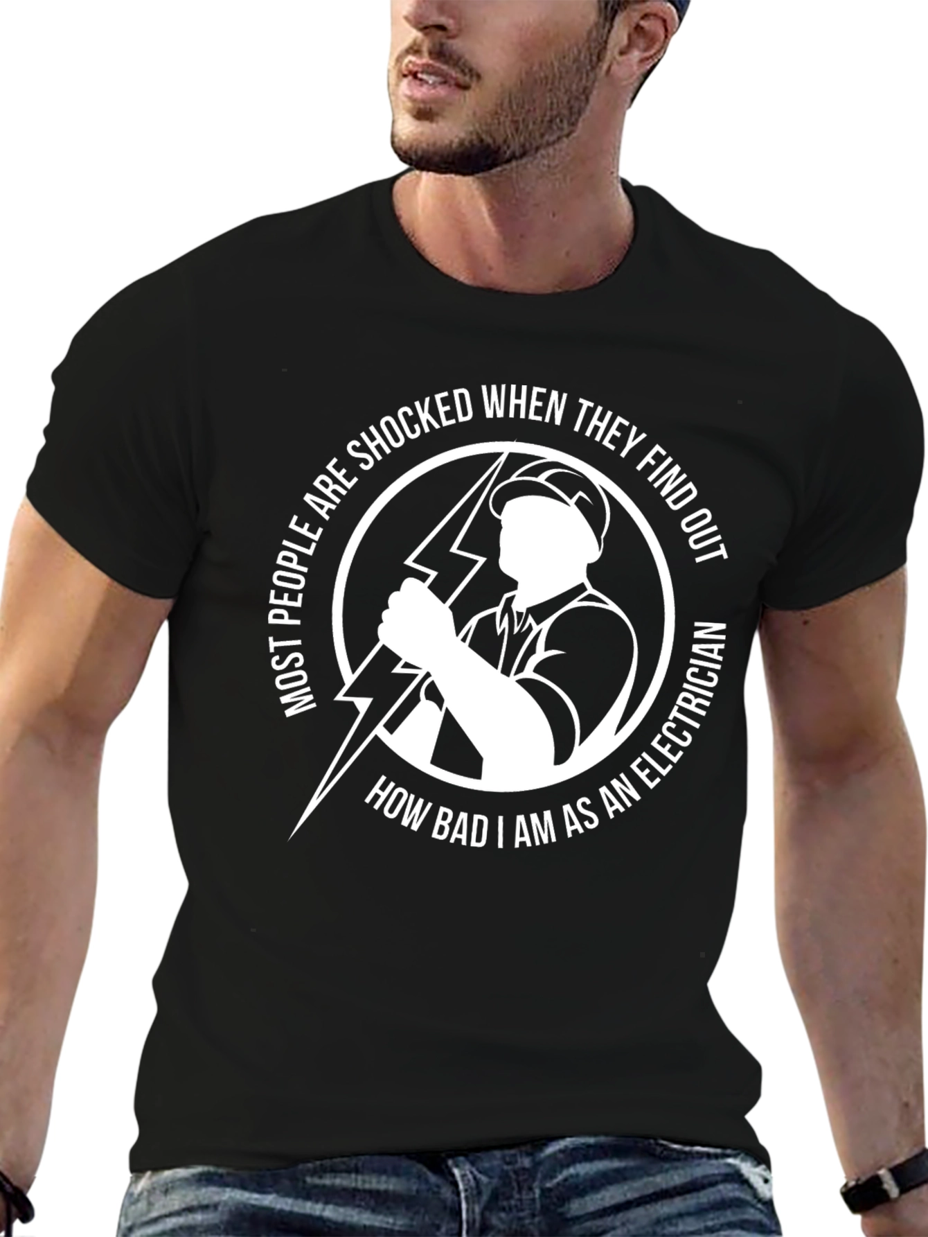Black Electrician T-Shirt - Funny Gift Tee view 6