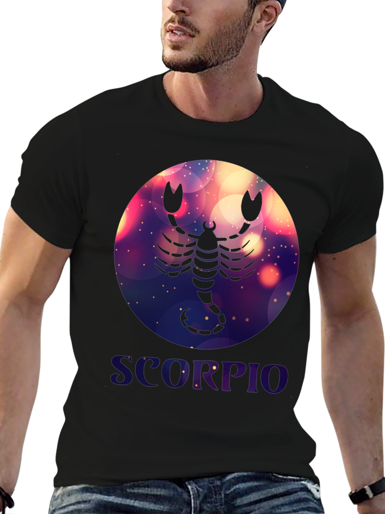 Black Scorpio Zodiac Graphic T-Shirt - Black Cotton Blend view 6