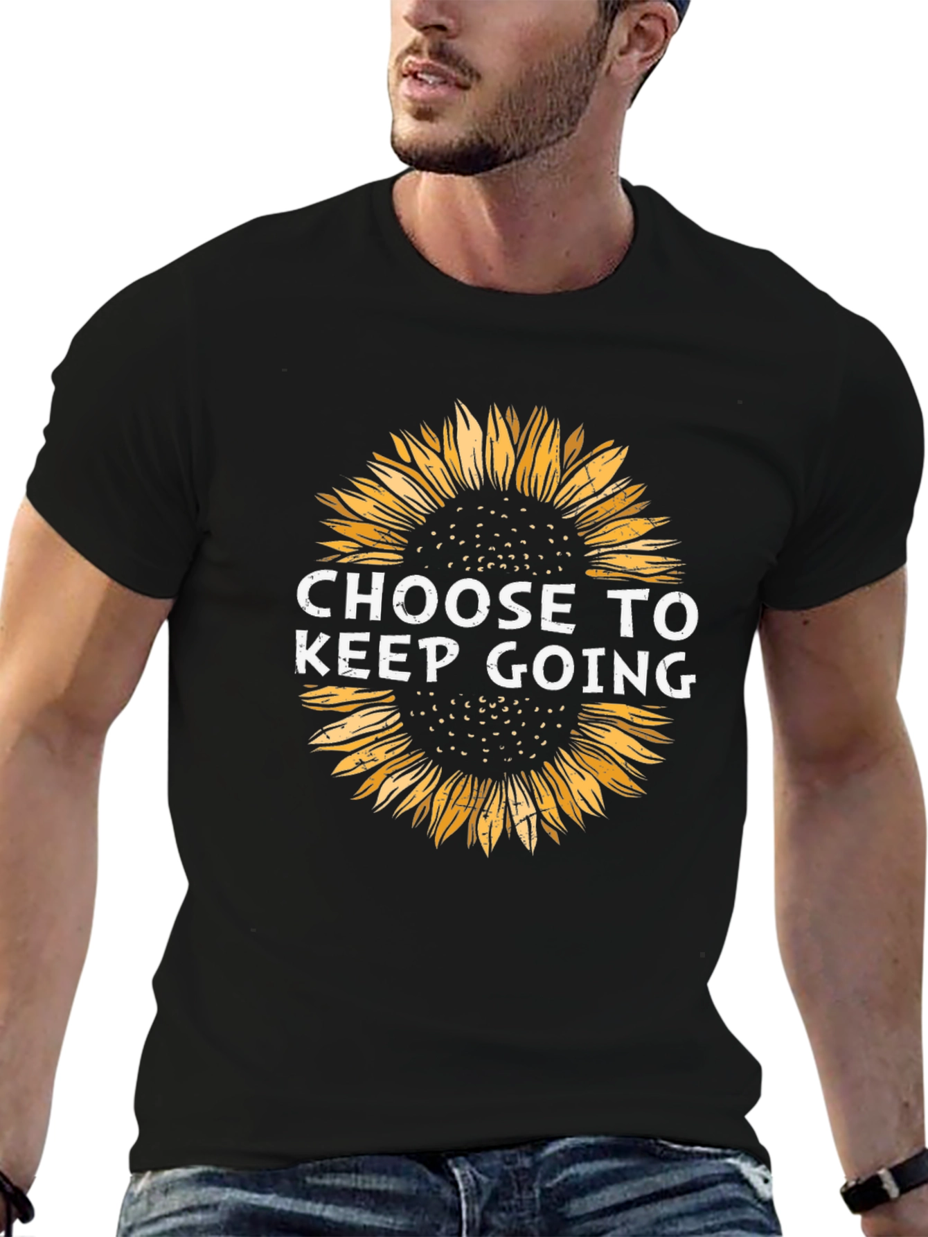 Black Choose to Keep Going Sunflower Graphic Tee - Black view 6