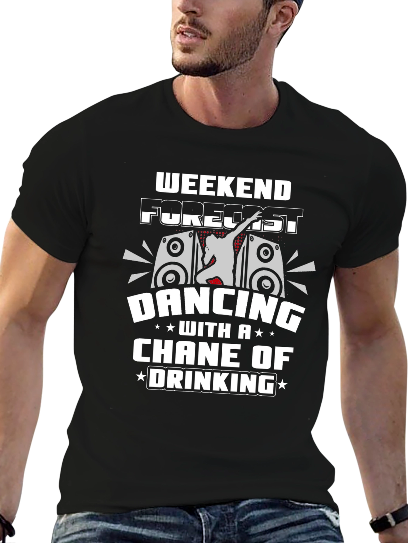 Black Weekend Forecast Dancing and Drinking T-Shirt view 6