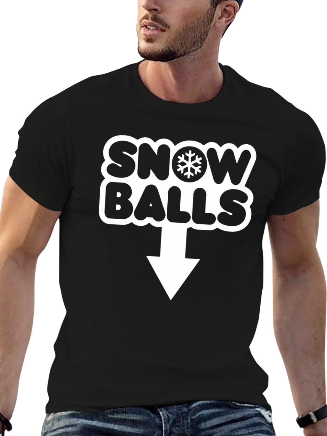 Black Snow Balls Novelty Graphic T-Shirt view 6