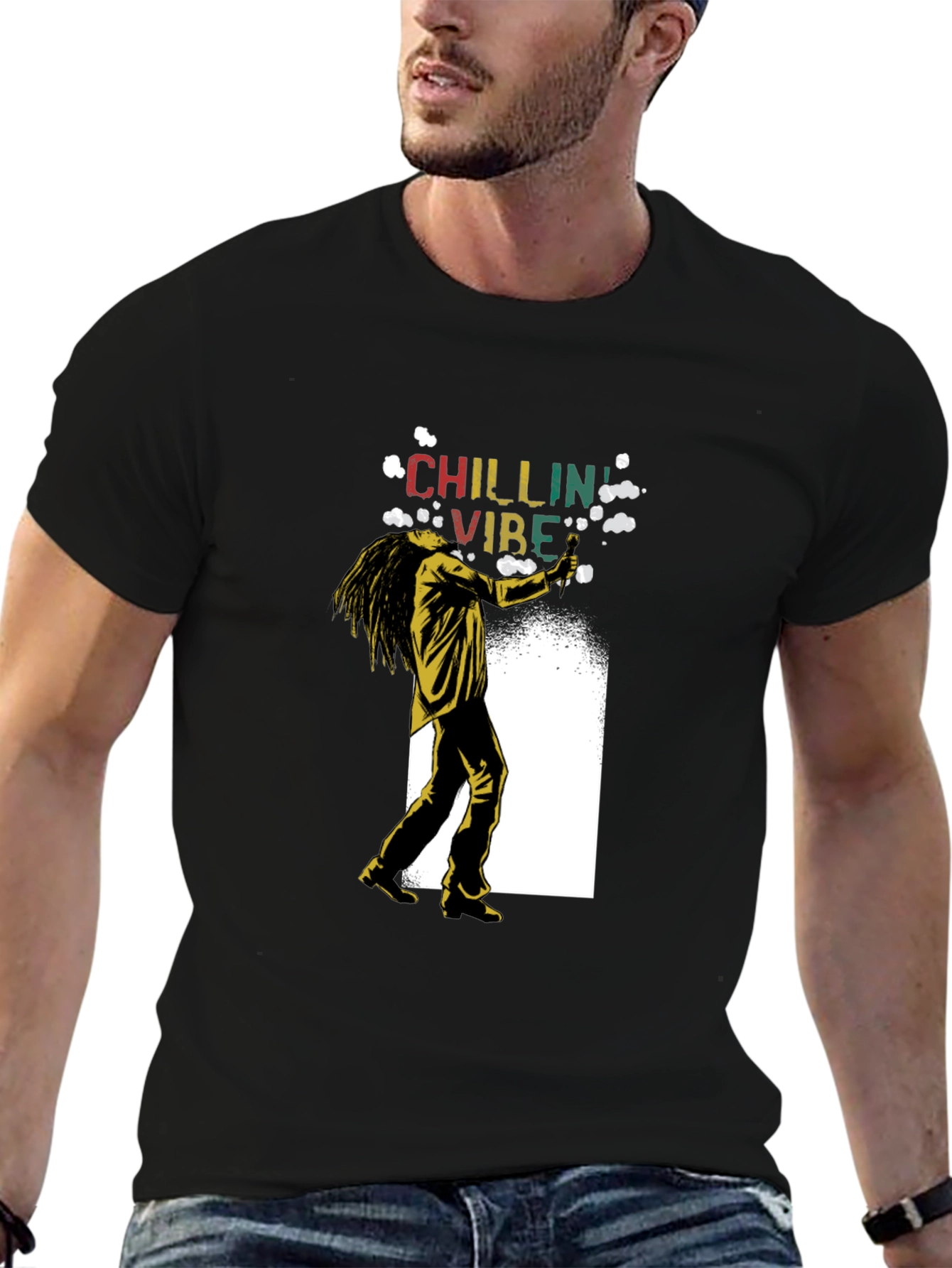 Black Chillin Vibe Graphic T-Shirt - Relaxed Style view 6