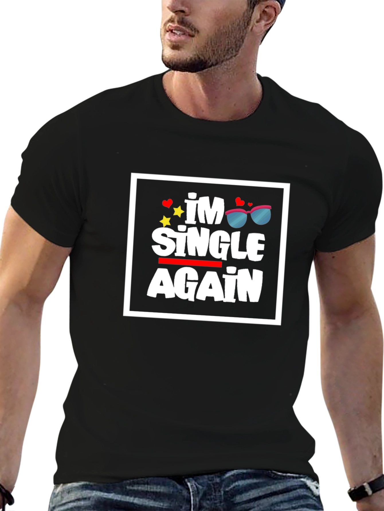 Black I'm Single Again Graphic Tee - Black T-Shirt view 6